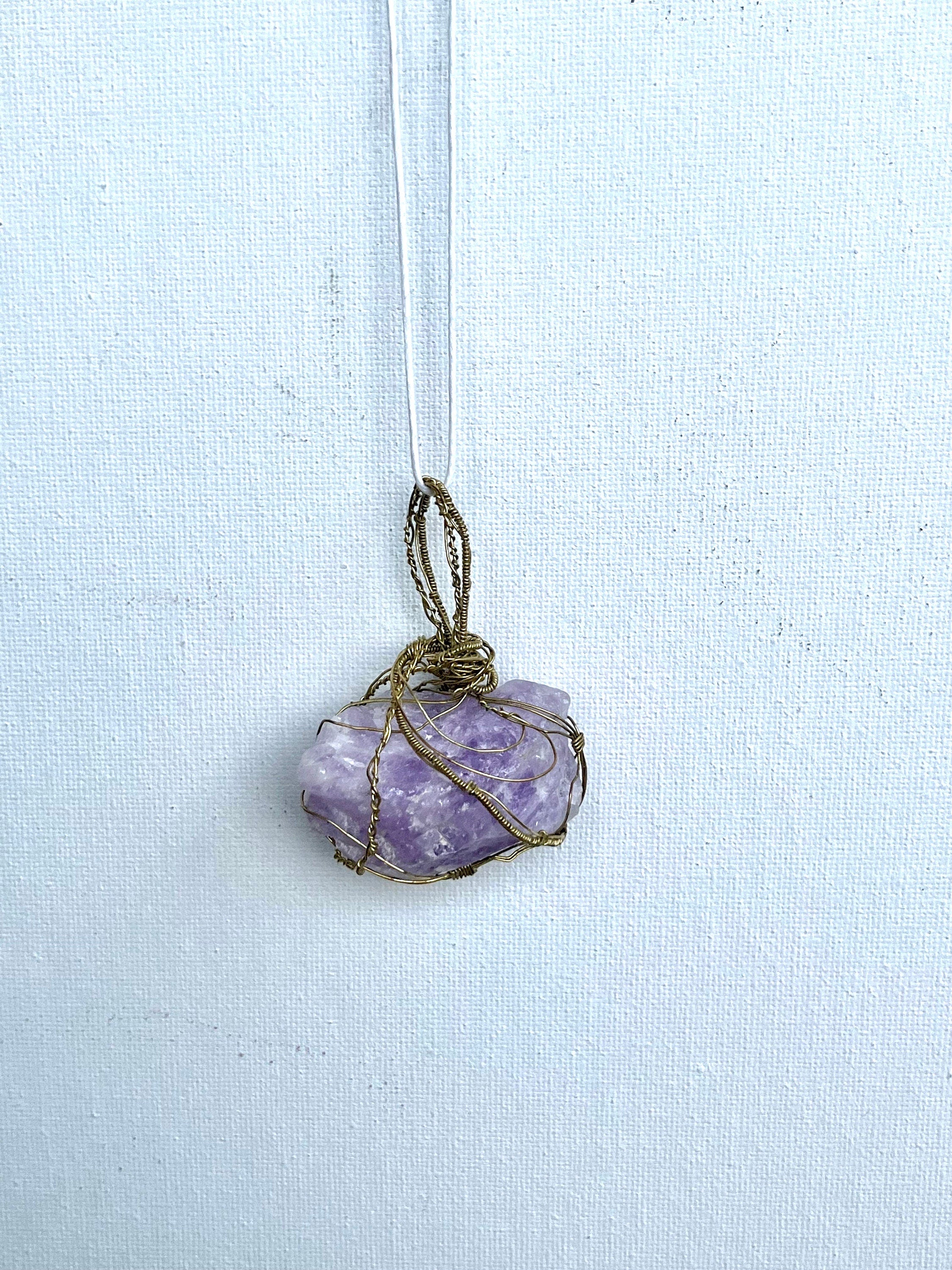 Raw Amethyst Wire Wrapped Pendant | Reversible Crystal Necklace