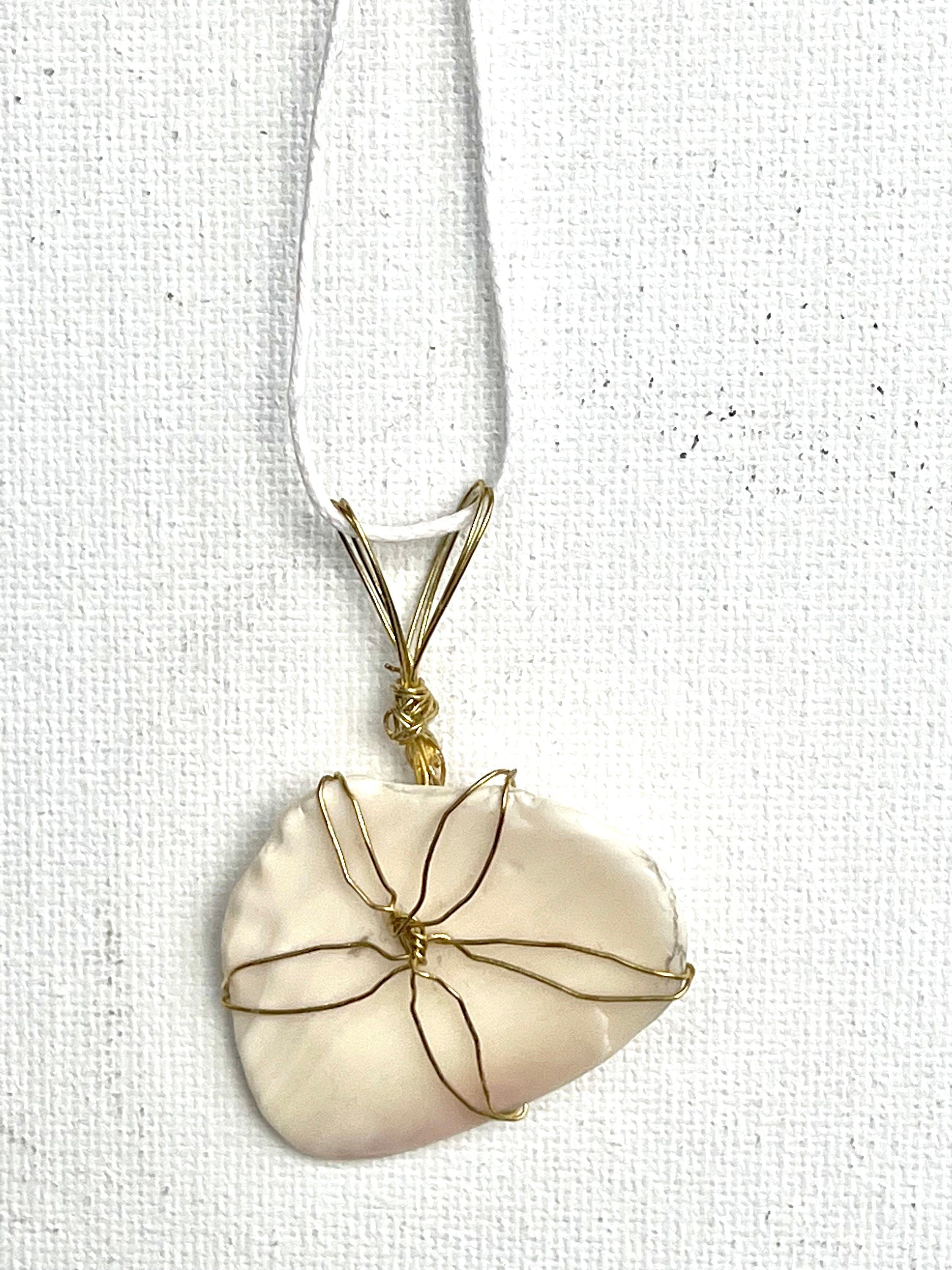 Shell Fragment Necklace, Wire Wrapped Seashell Pendant Necklaces, Genuine Seashell Jewelry, Ocean Inspired Pendants