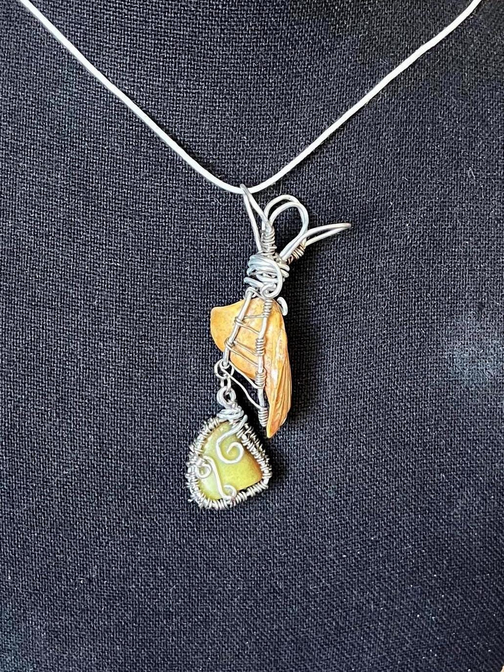 Opal & Shell Necklace | Reversible Wire Wrapped Pendant