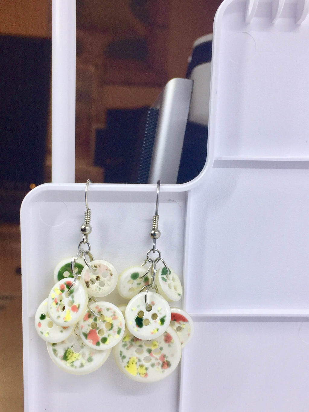 Paint Splattered Button Jewelry Set