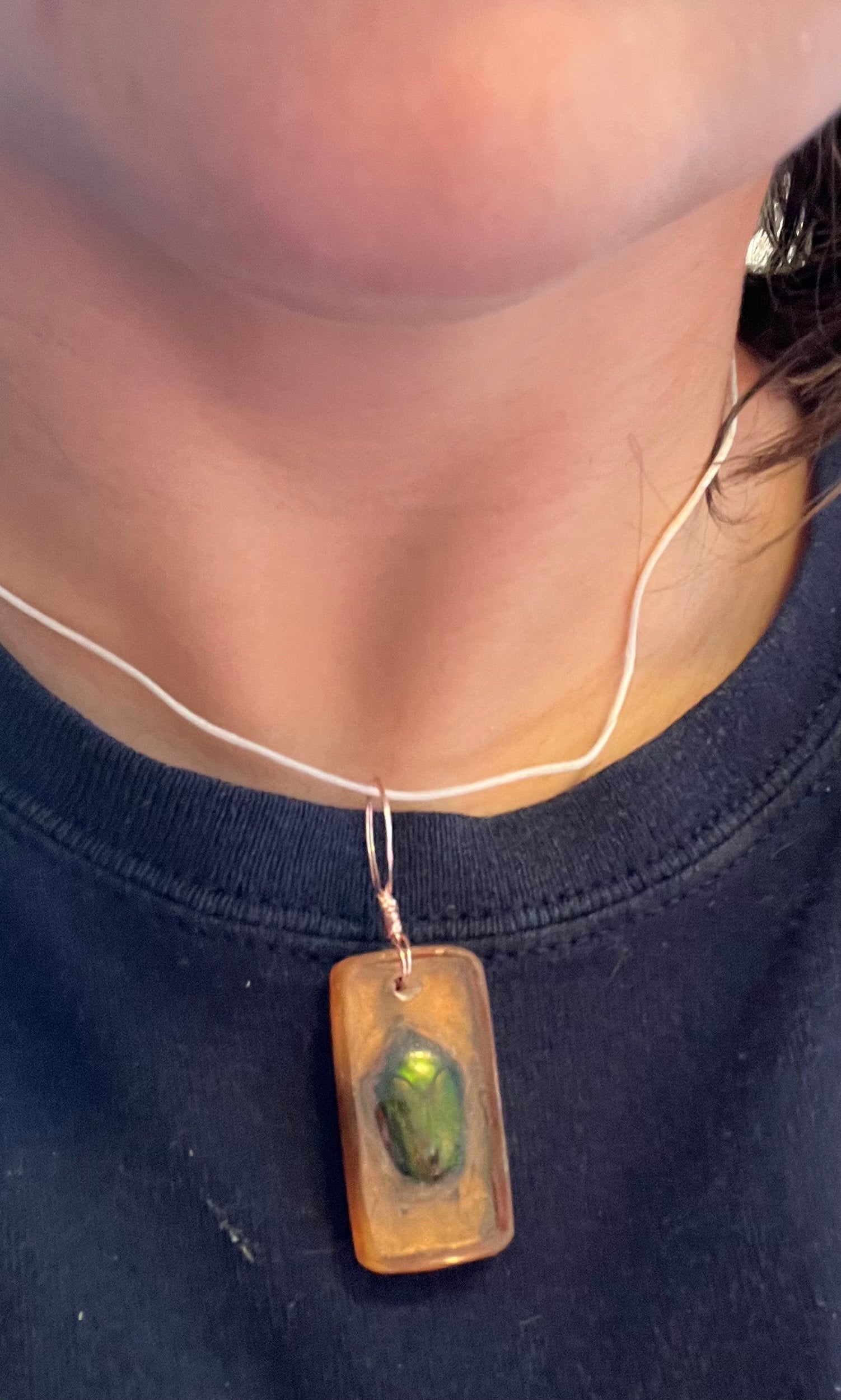 Beetle Necklace | Green Jewel Beetle Pendant andcrafted Resin Jewelry with Natural Beauty
