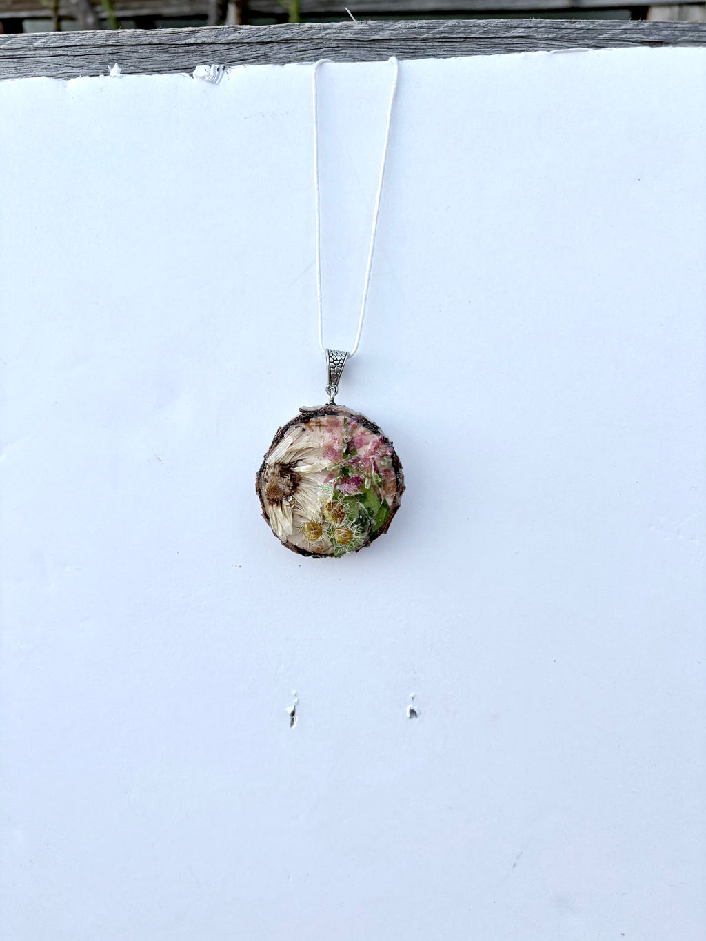 Wildflower Window Botanical Necklace | Real Flowers and Wood Slice in Resin