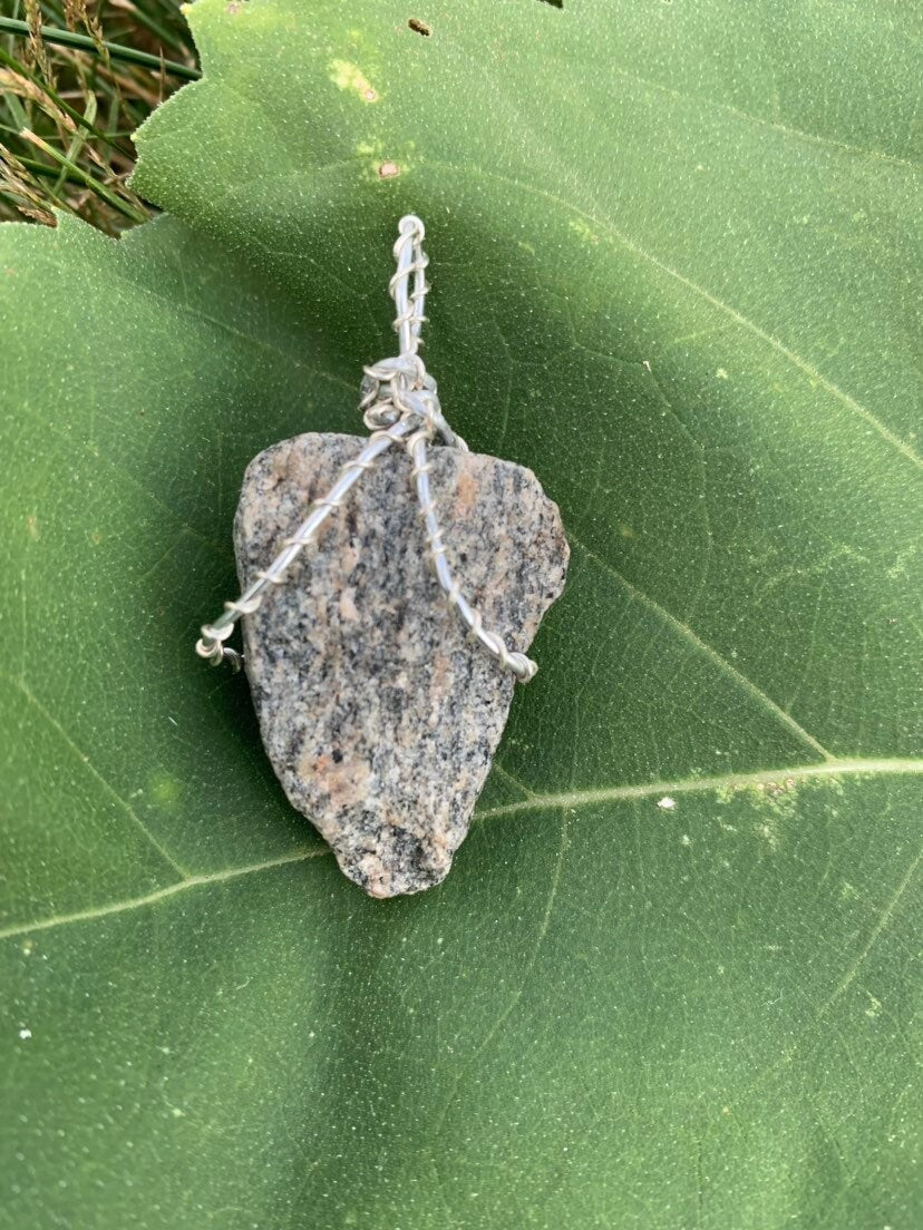 Stone Pendant | Minimal Wire Wrapped Necklace