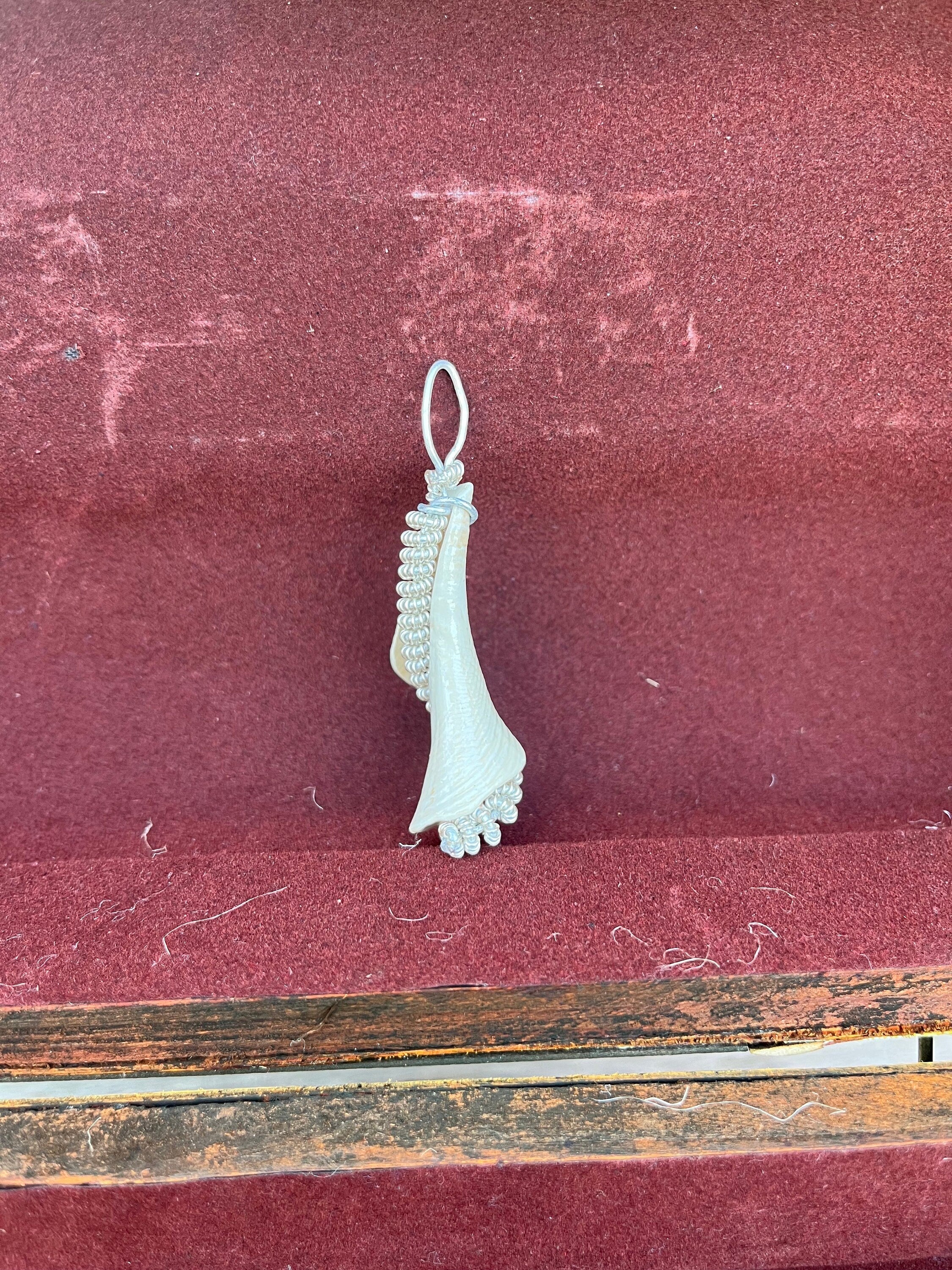 Wire Wrapped White Shell Fragment Pendant, Ocean Inspired Jewelry, Gift for Beach Lover, Statement Necklace, Authentic Shells