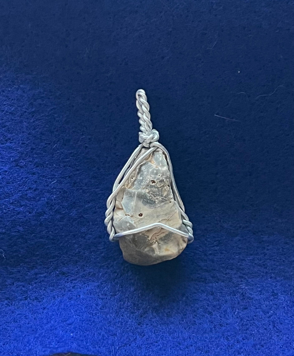 Wire Wrapped River Stone Pendant, Nature Inspired Jewelry, Copper Core Silver Tarnish Resistant Wire Wrapped Necklace