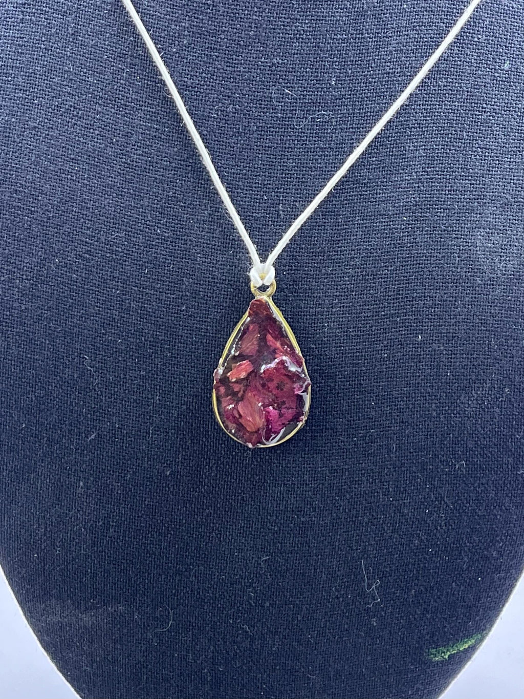Teardrop Framed Resin Pendant, Rose petal Fragments in Resin Necklace, Deep red petals in unique accessory, One of a kind gift for her