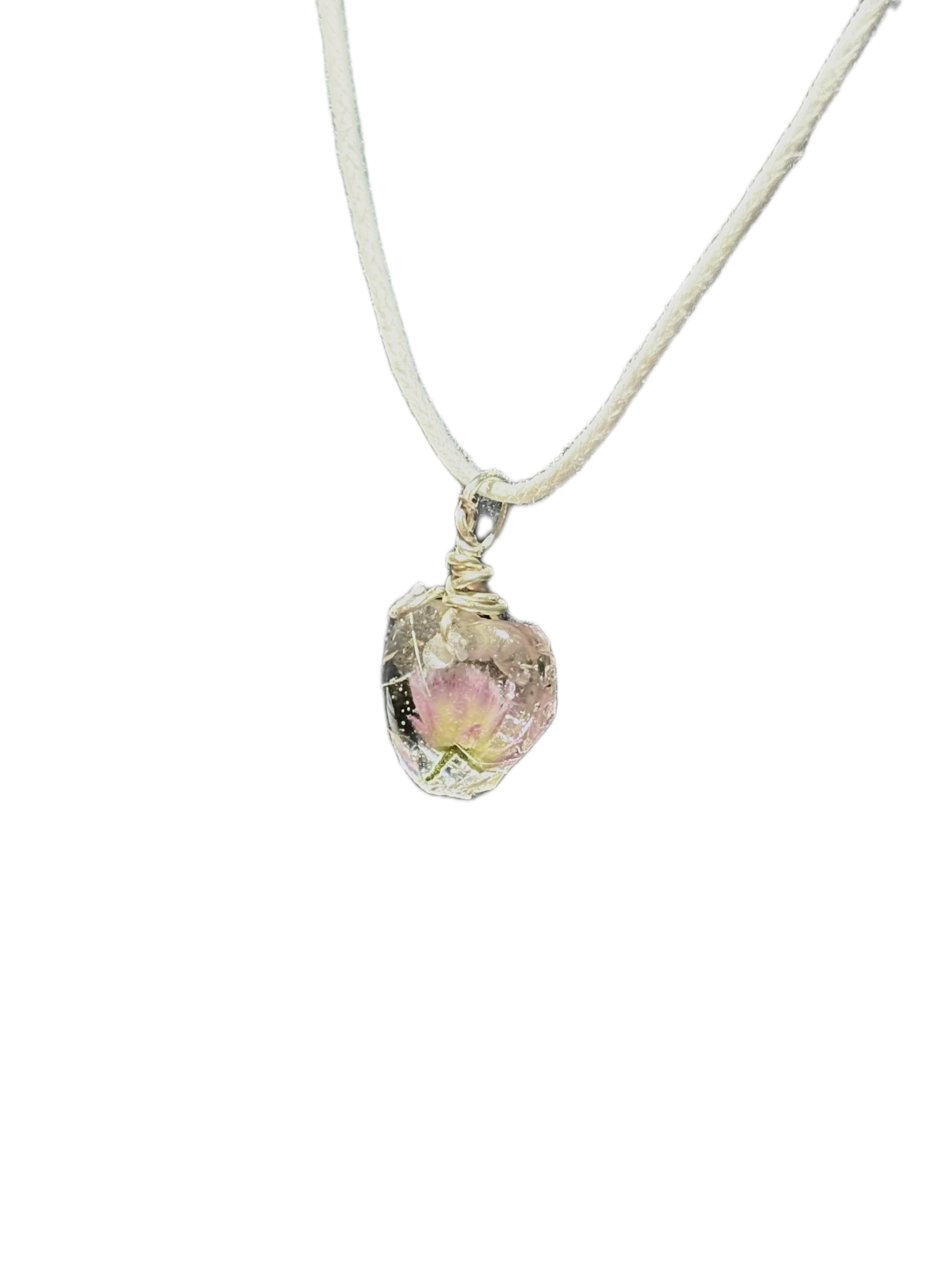 Wildflower Heart Necklace | Blossom in tiny Resin Heart Pendant