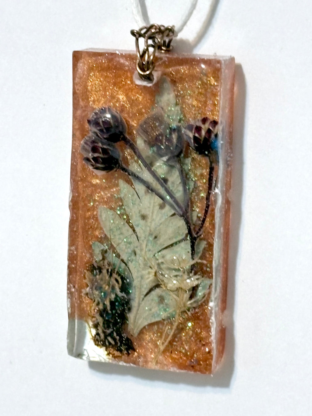 Fern & Moss Resin Necklace | Bronze Thicket