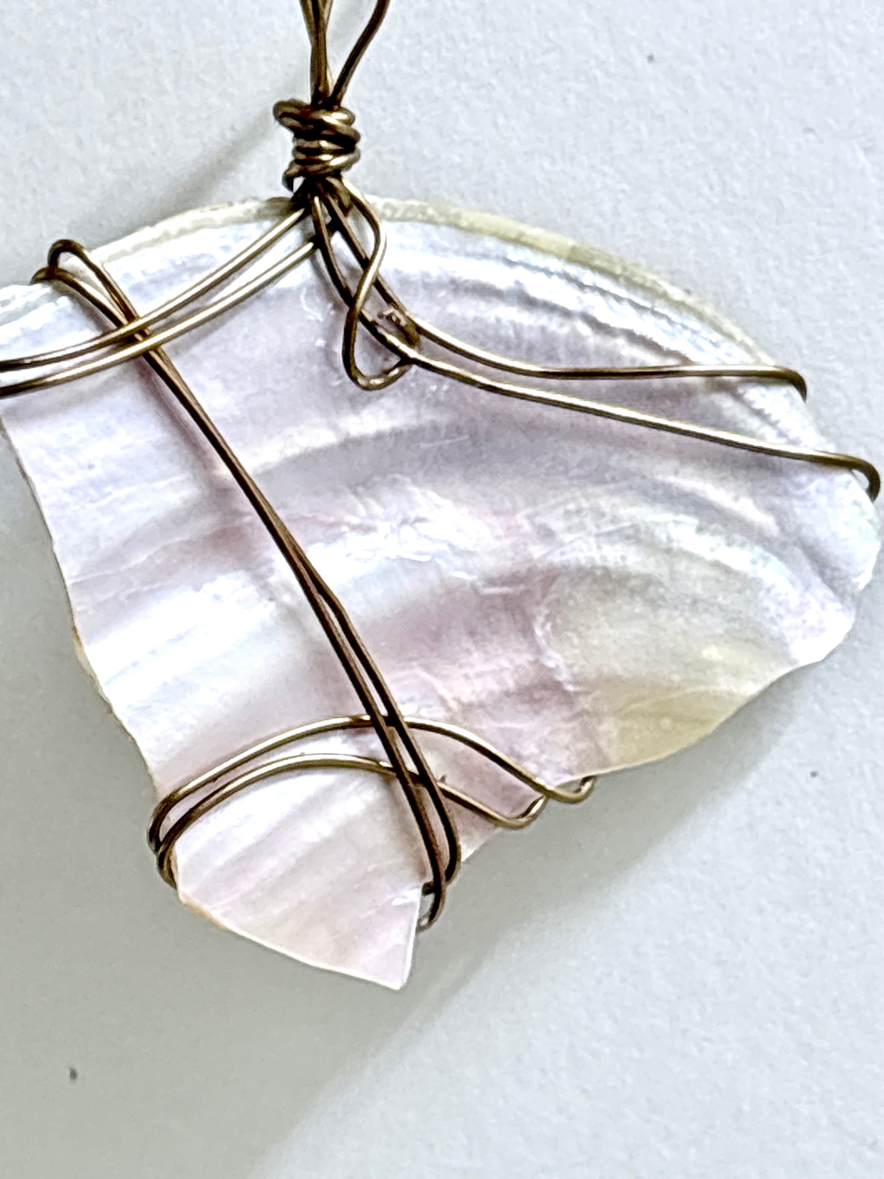 Iridescent Shell Necklace | Ocean Inspired Statement Pendant | One of a Kind Jewelry