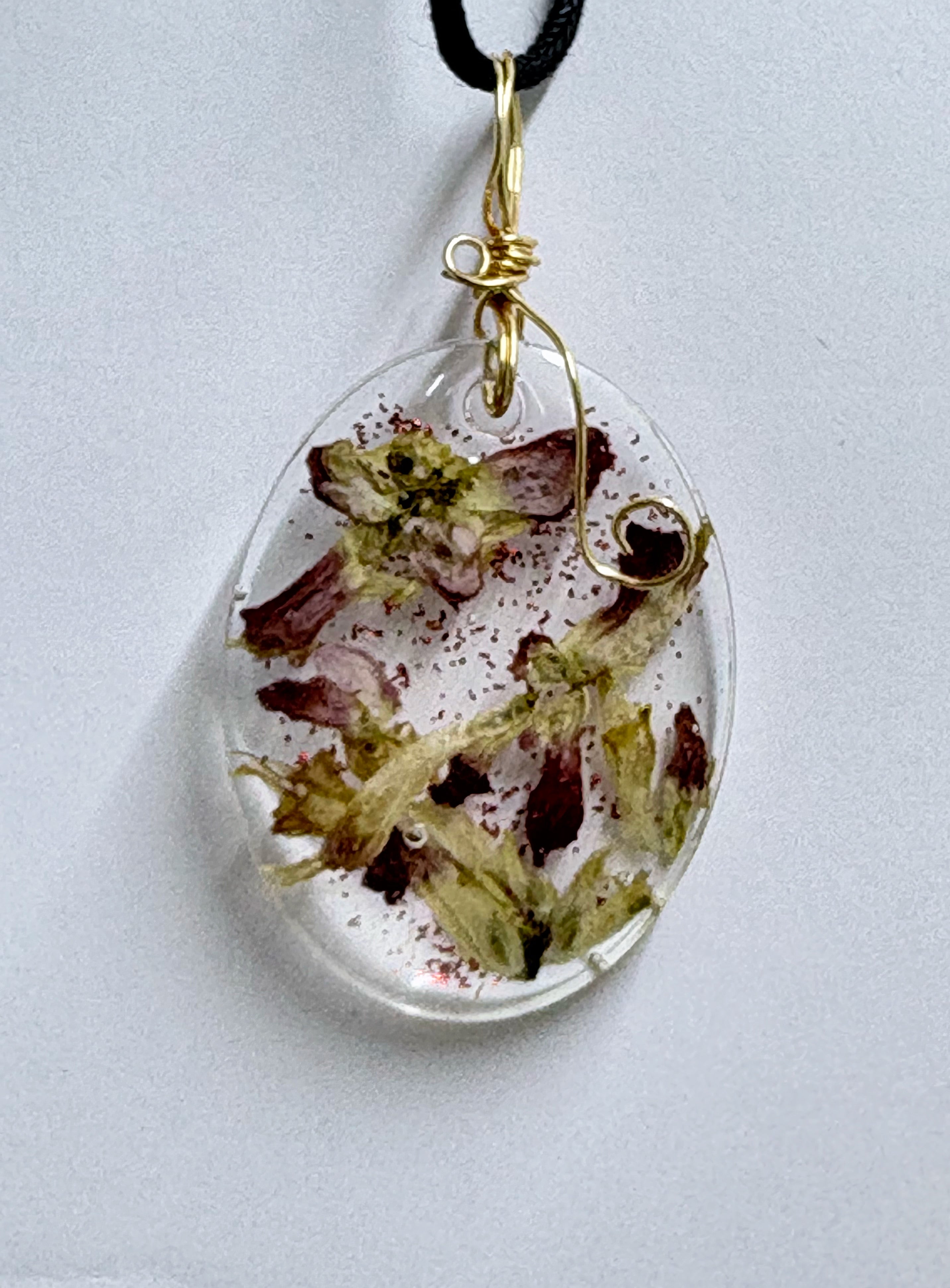 Indian Paintbrush Oval Pendant | Botanical Resin Necklace | Oklahoma Jewelry