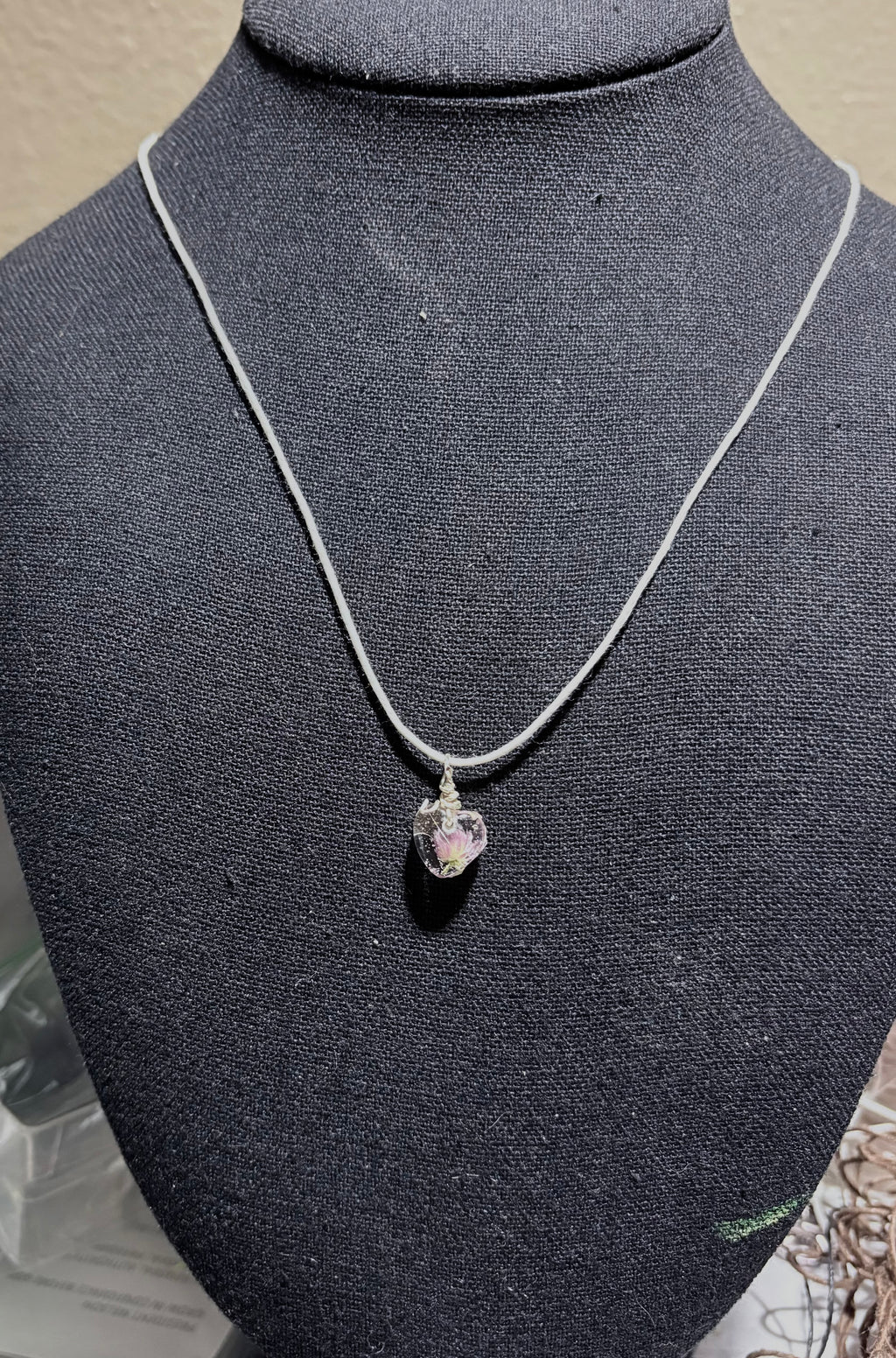 Wildflower Heart Necklace | Blossom in tiny Resin Heart Pendant