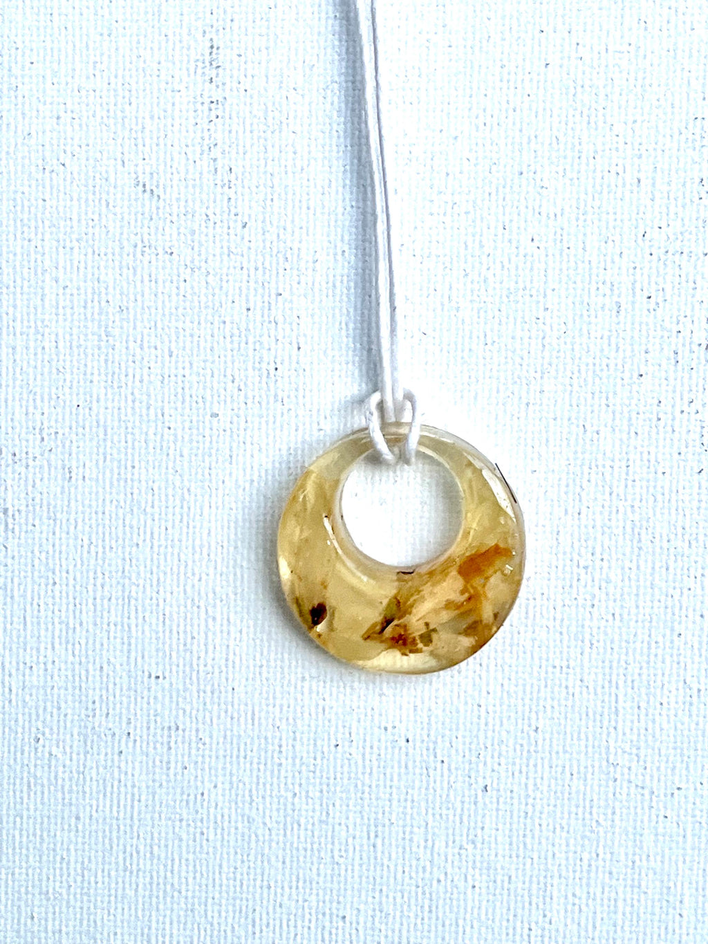 Forsythia Resin Circle Necklace | Queen Esther Collection | Yellow Floral Pendant | Nature Inspired Jewelry