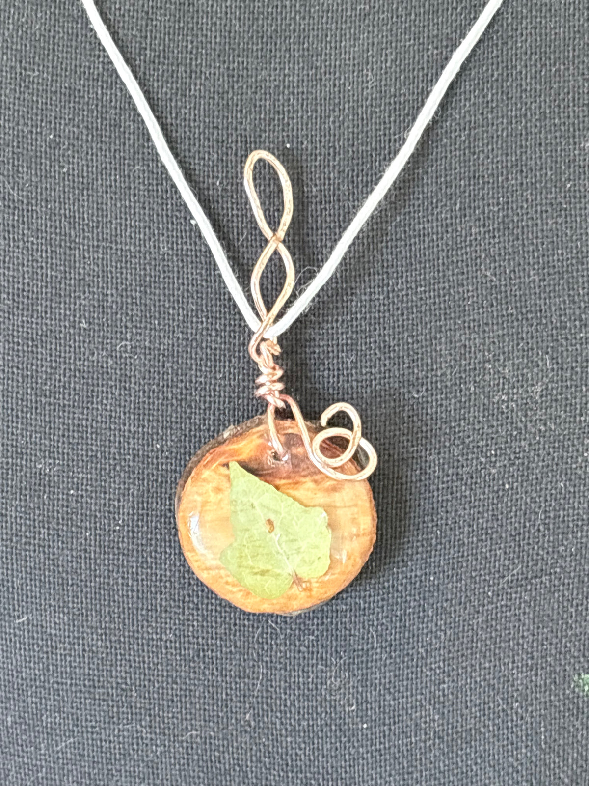 Woodland Vine Leaf Necklace | Wire Wrapped Pendant Ivy Leaf in Resin