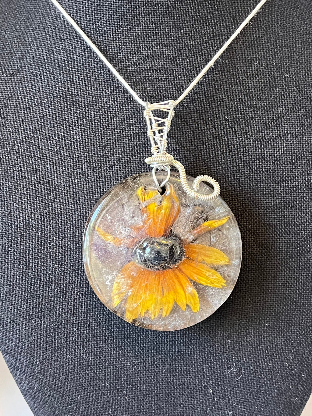 Black Eyed Susan Resin Pendant | Real Flower Necklace | Botanical Jewelry | One of a Kind Nature Pendant