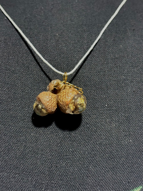 Acorn Trio Necklace | Woodland Acorn in Resin Necklace