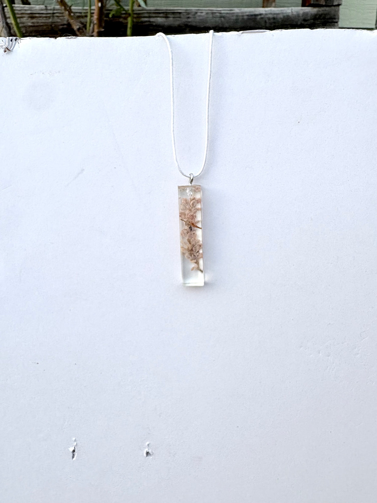 Light Pink Flowers in Rectangle Pendant | Real Flowers in Resin