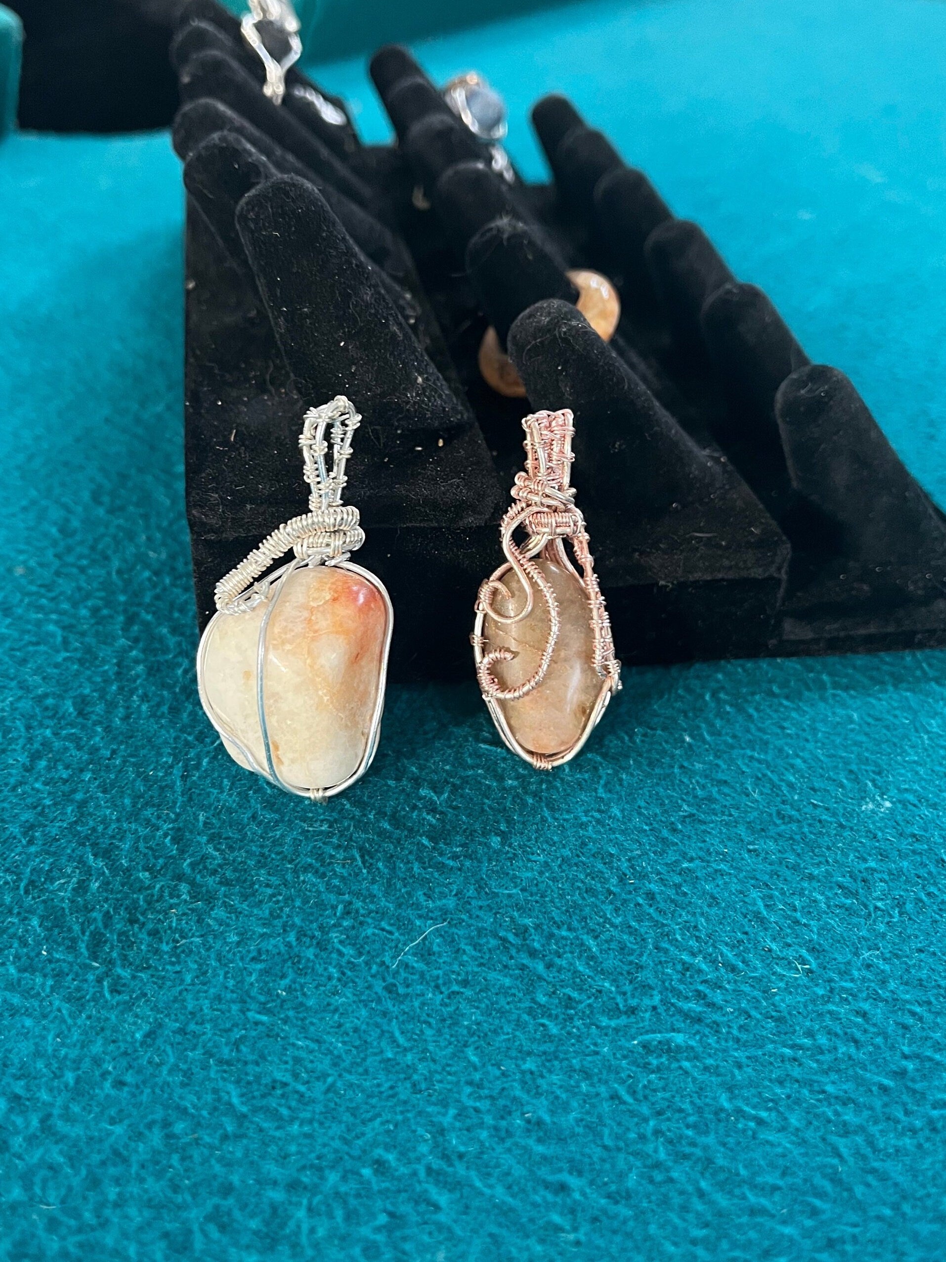 Tumbled Stone Wire Wrapped Pendants, Wire Wrapped Stone Necklace, Statement Piece Jewelry, Natural Jewelry