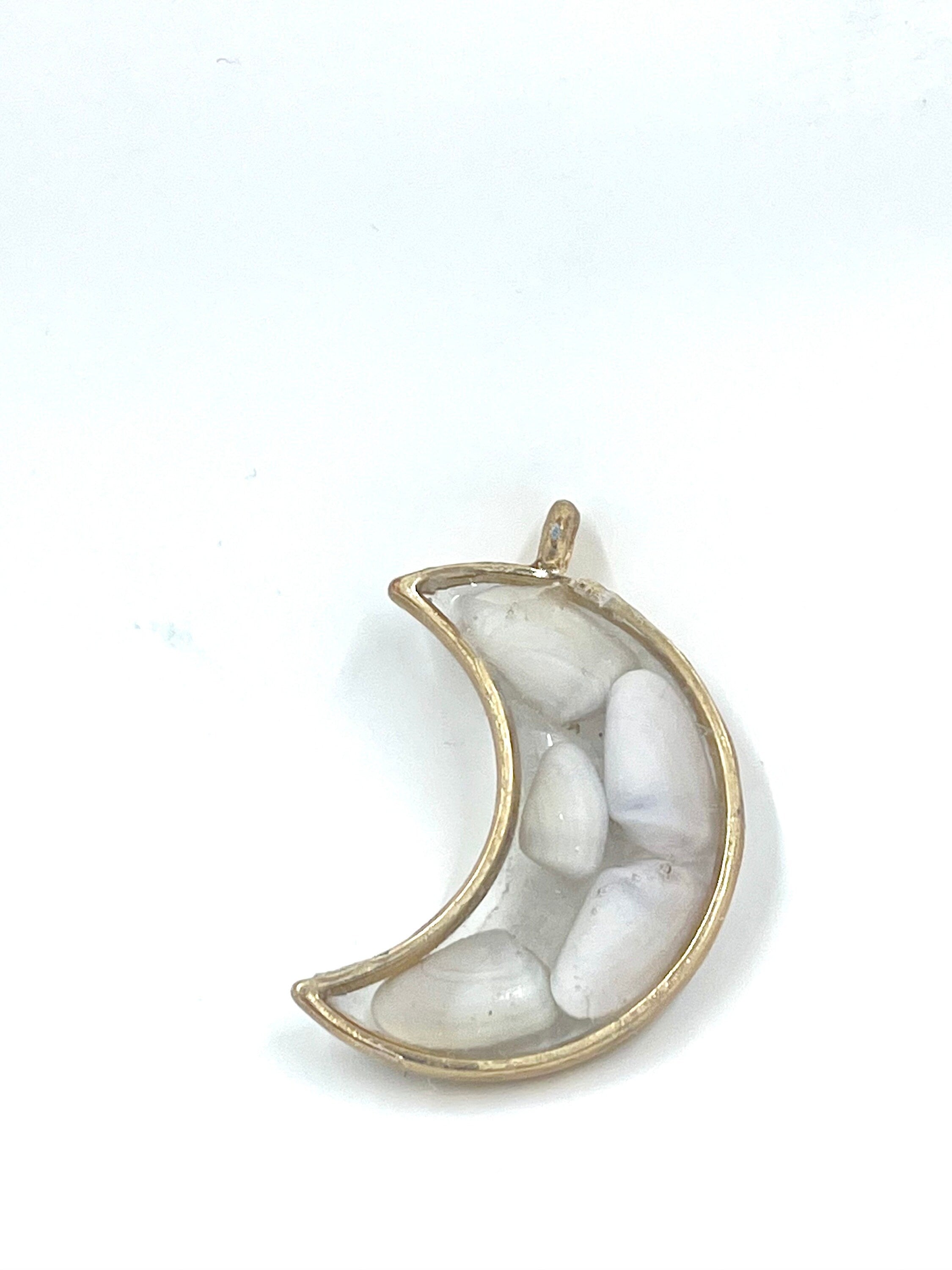 Seashell Moon Pendant, Resin Crescent Moon Shell Necklace, Ocean Inspired Jewelry,  Mermaid Core Lunar Necklace, Beachy Vibes