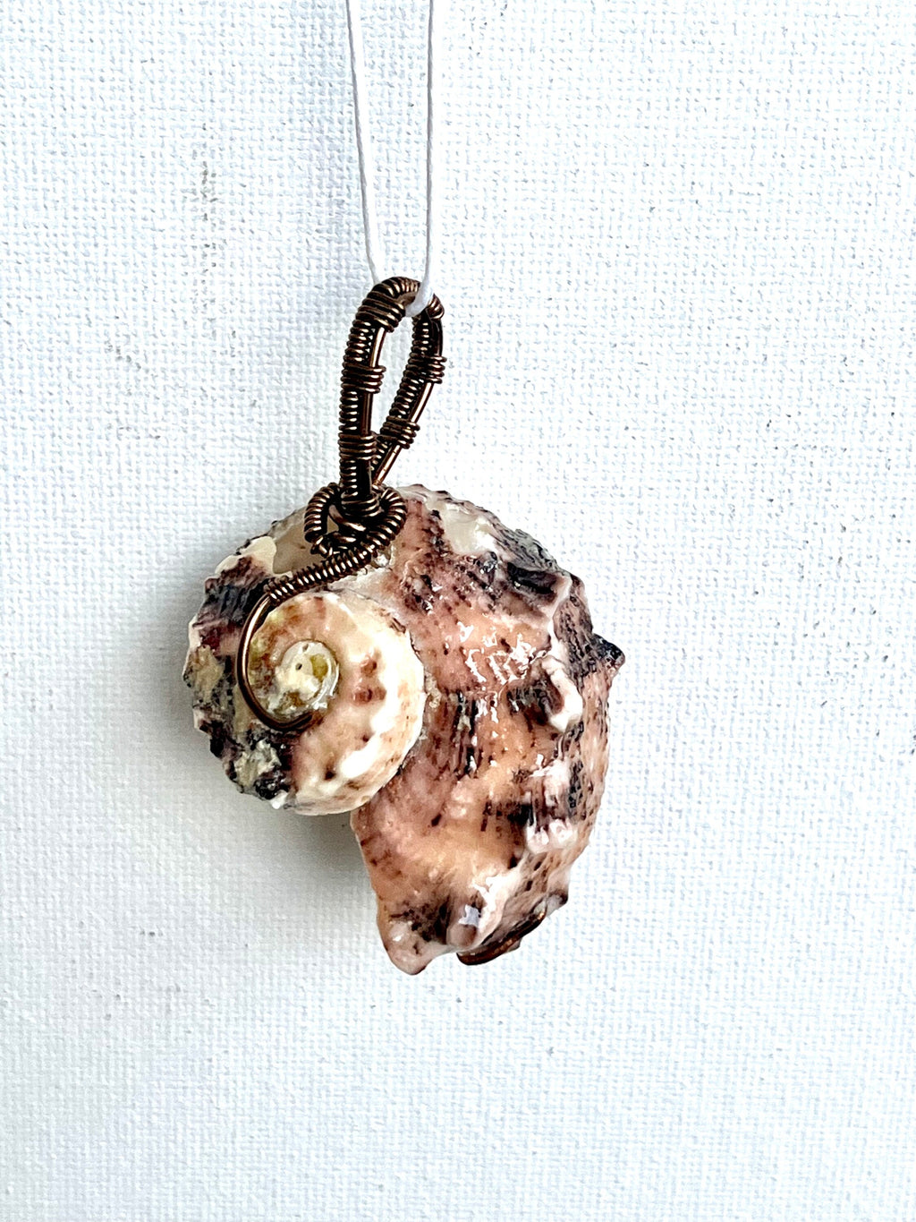 Wire Wrapped Natural Shell Pendant, Spiral Shell with Simple Wire Wrap, Ariel / Little Mermaid Pendant, Beach Jewelry