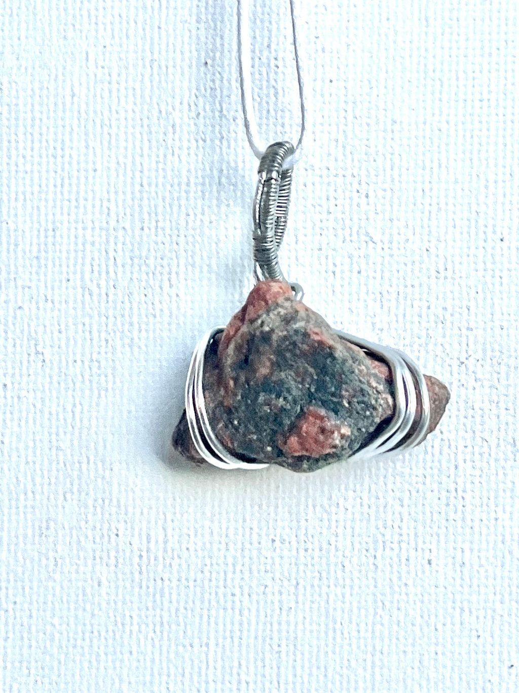 Wire Wrapped Stone Pendant | Raw Unakite Necklace | Hand Collected Natural Jewelry
