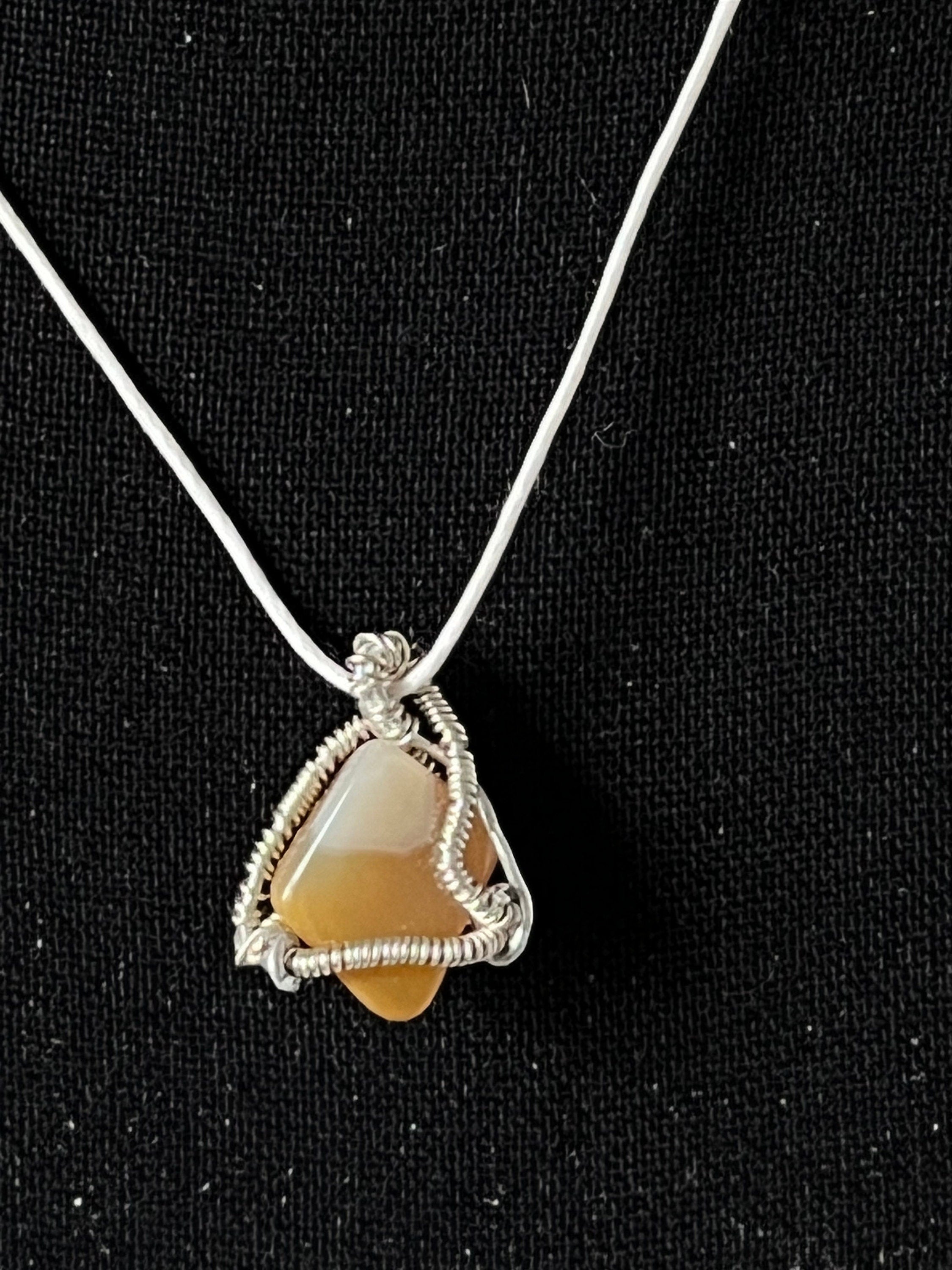 Petite Stone Wire Wrapped Pendants, Wire Wrapped Stone Necklace, Reversible Small Wire Wrapped Jewelry, One of a Kind Natural Jewelry