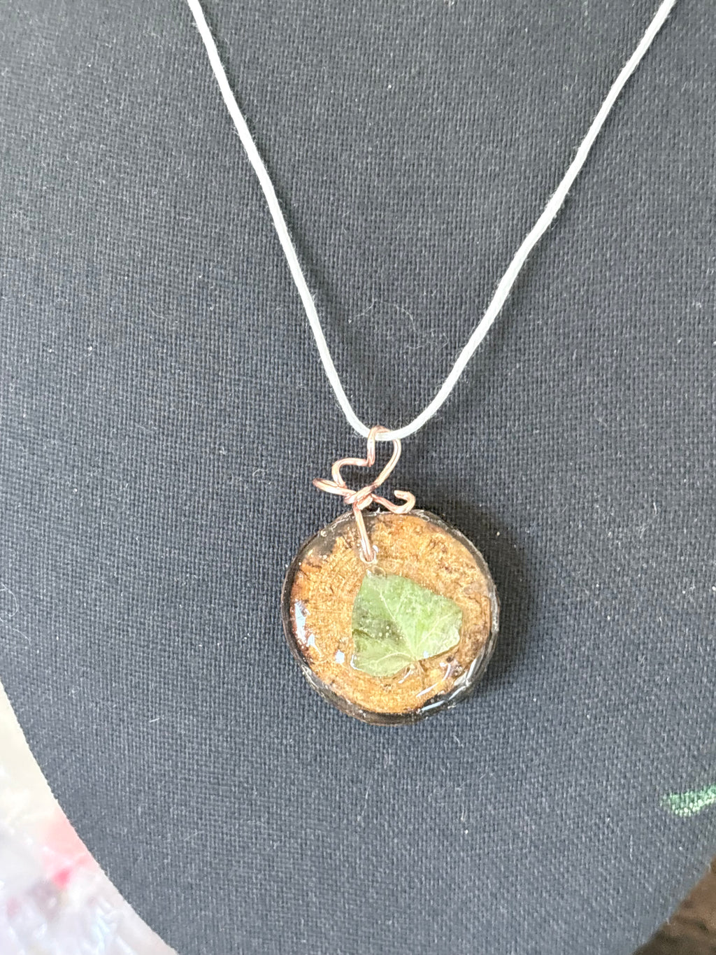 Ivy on Wood Slice Necklace | Meadow Botanical Wood in Resin Pendant