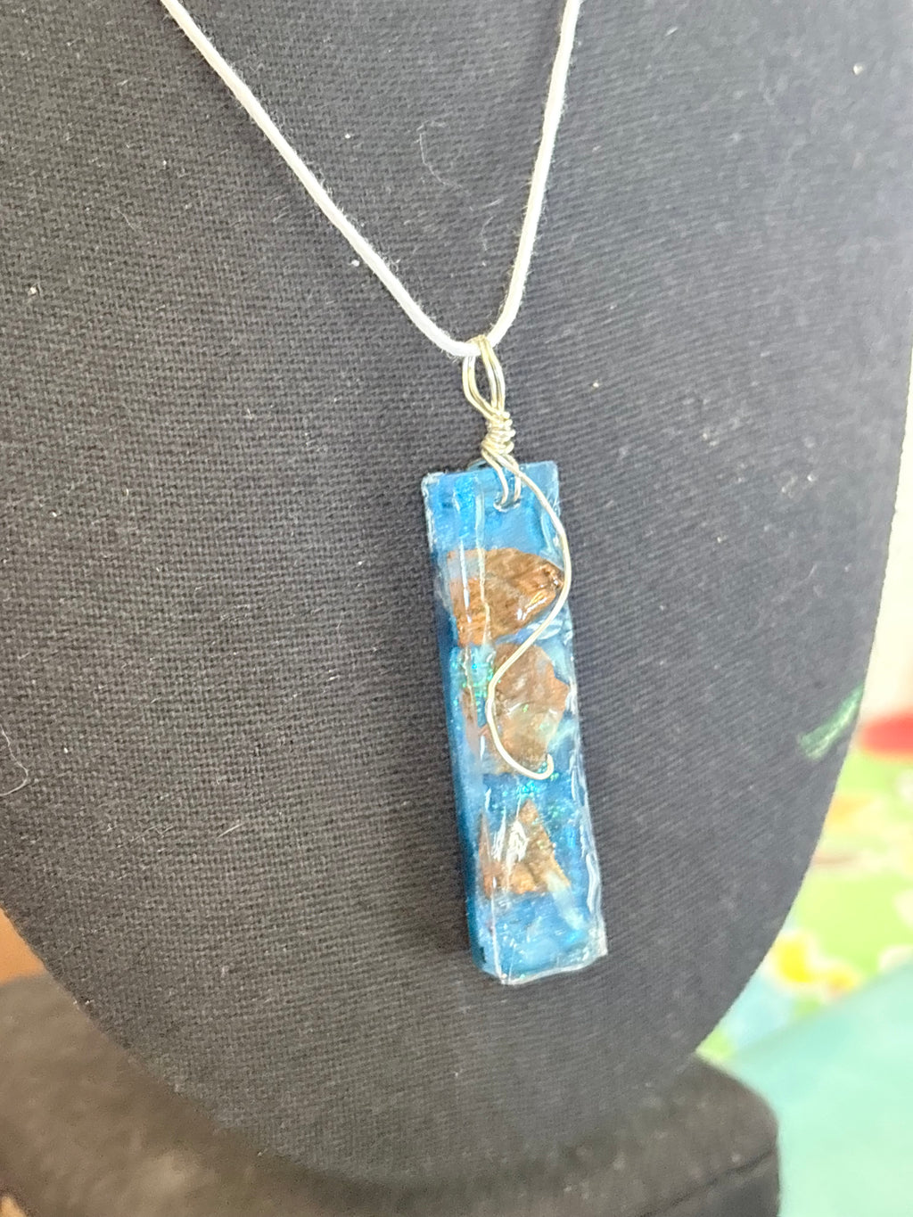Quiet Waters Necklace | Stones in Blue Resin Pendant