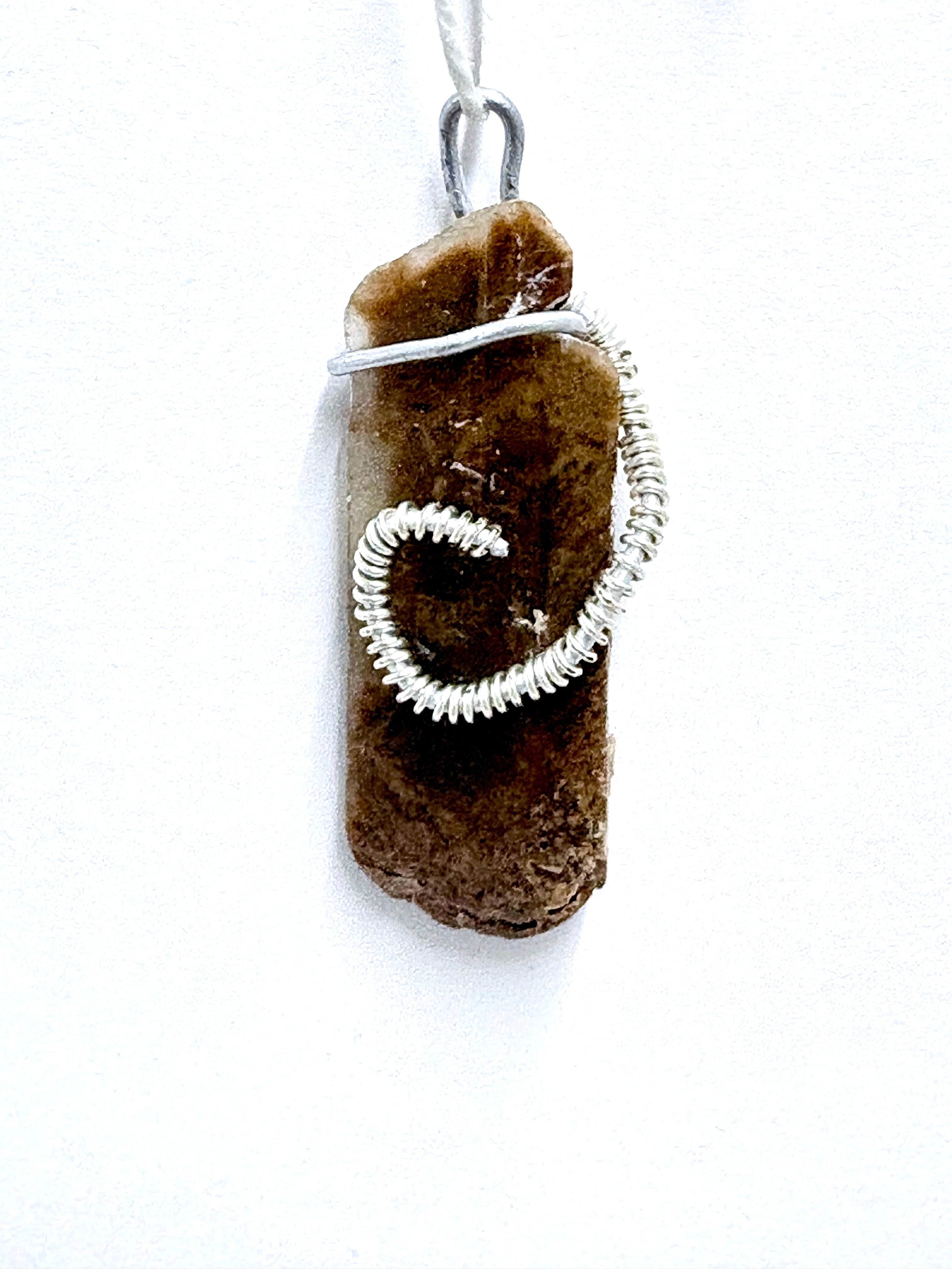 Wire Wrapped Hourglass Selenite | Raw Crystal Necklace |