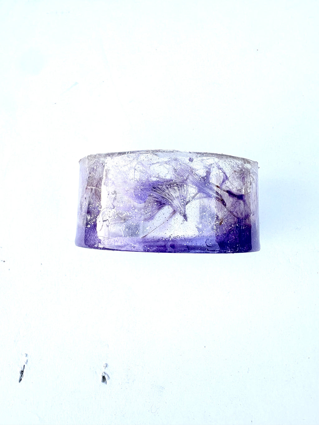 Thistle Resin Bracelet | Thistle & Twilight Bangle | Purple Resin and Thistle Florets