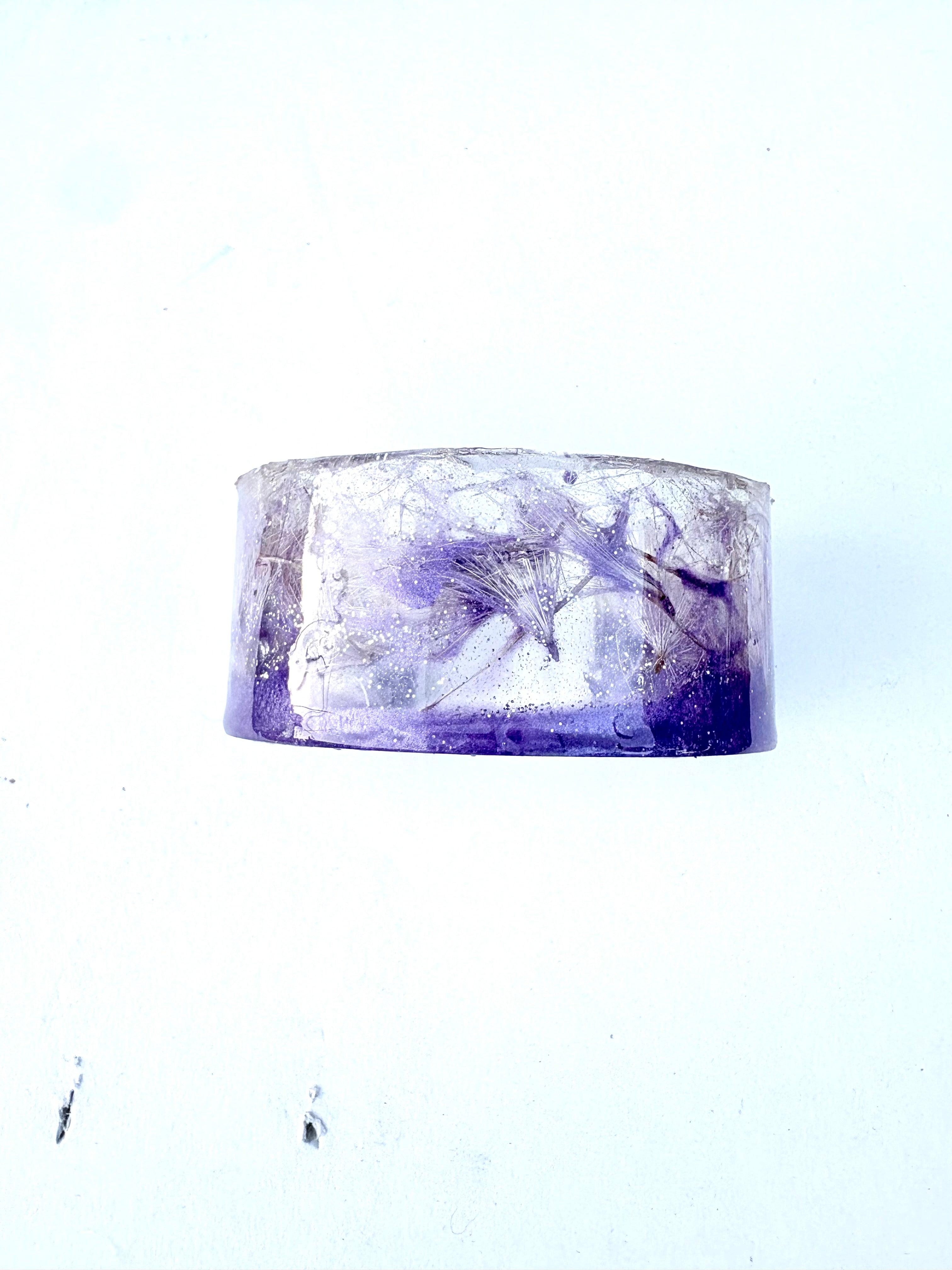 Thistle Resin Bracelet | Thistle & Twilight Bangle | Purple Resin and Thistle Florets
