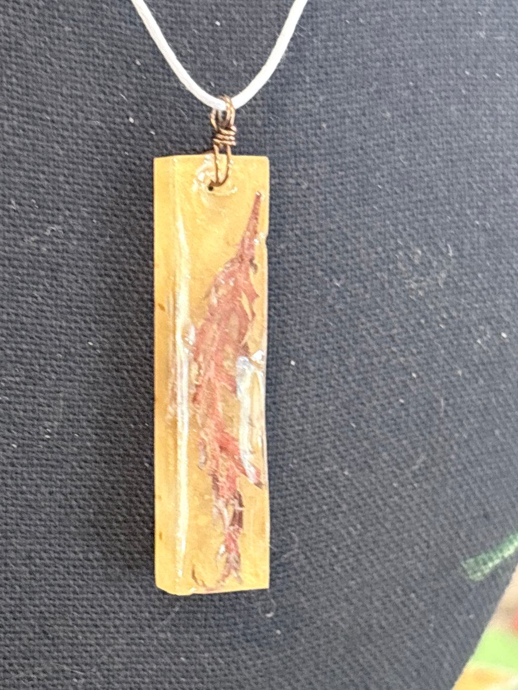 Maple Leaf Bar Necklace | Japanese Maple Leaf in Resin Pendant