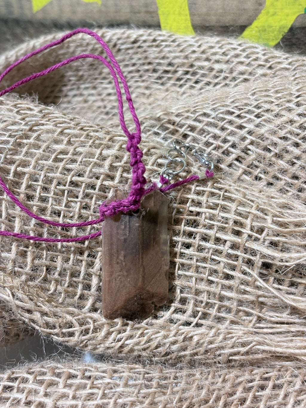 Hourglass Selenite | Fiber Wrapped Crystal Necklace | Statement Piece