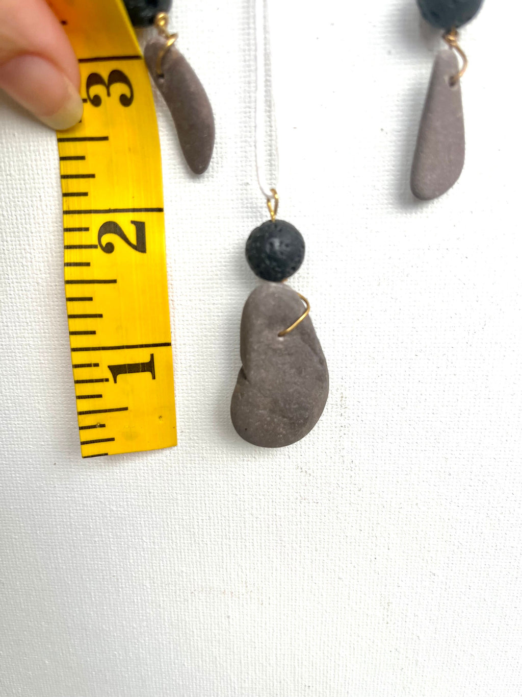 Volcanic Beads and River Rock Matching Set, Earrings and Matching Smooth River Stone and Aromatherapy Friendly Volcano Stone Beads