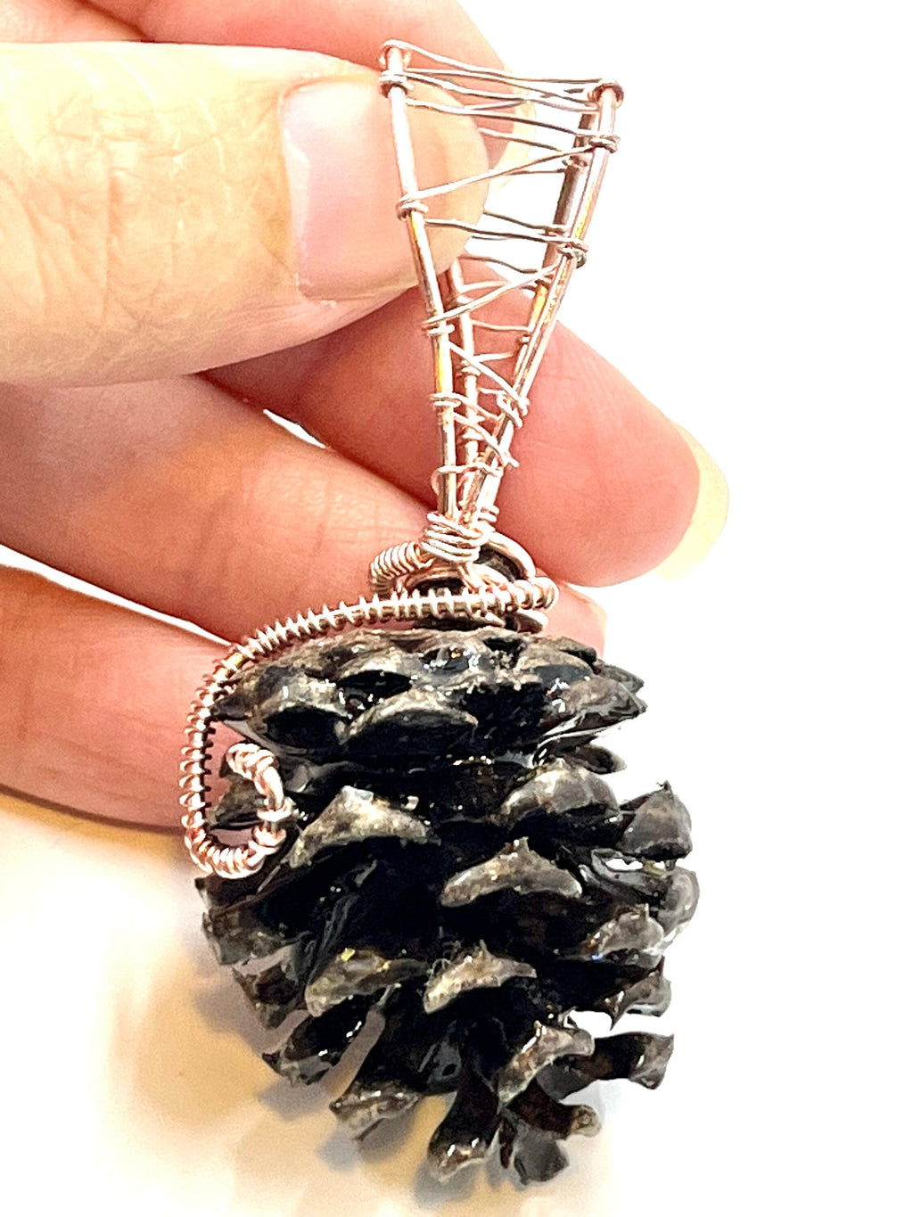 Wire Wrapped Pinecone Pendant, Resin Pinecone Necklace, Authentic Pinecone Jewelry, One of a kind Accessory, Fairy Core Jewelry