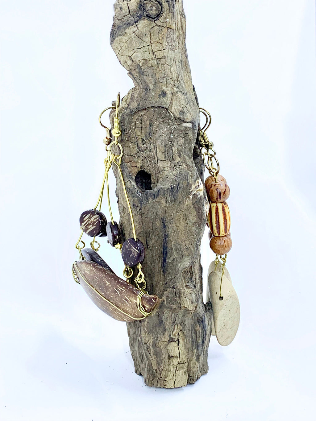 Wood Drop Earrings | Wire Wrapped Bead Earrings