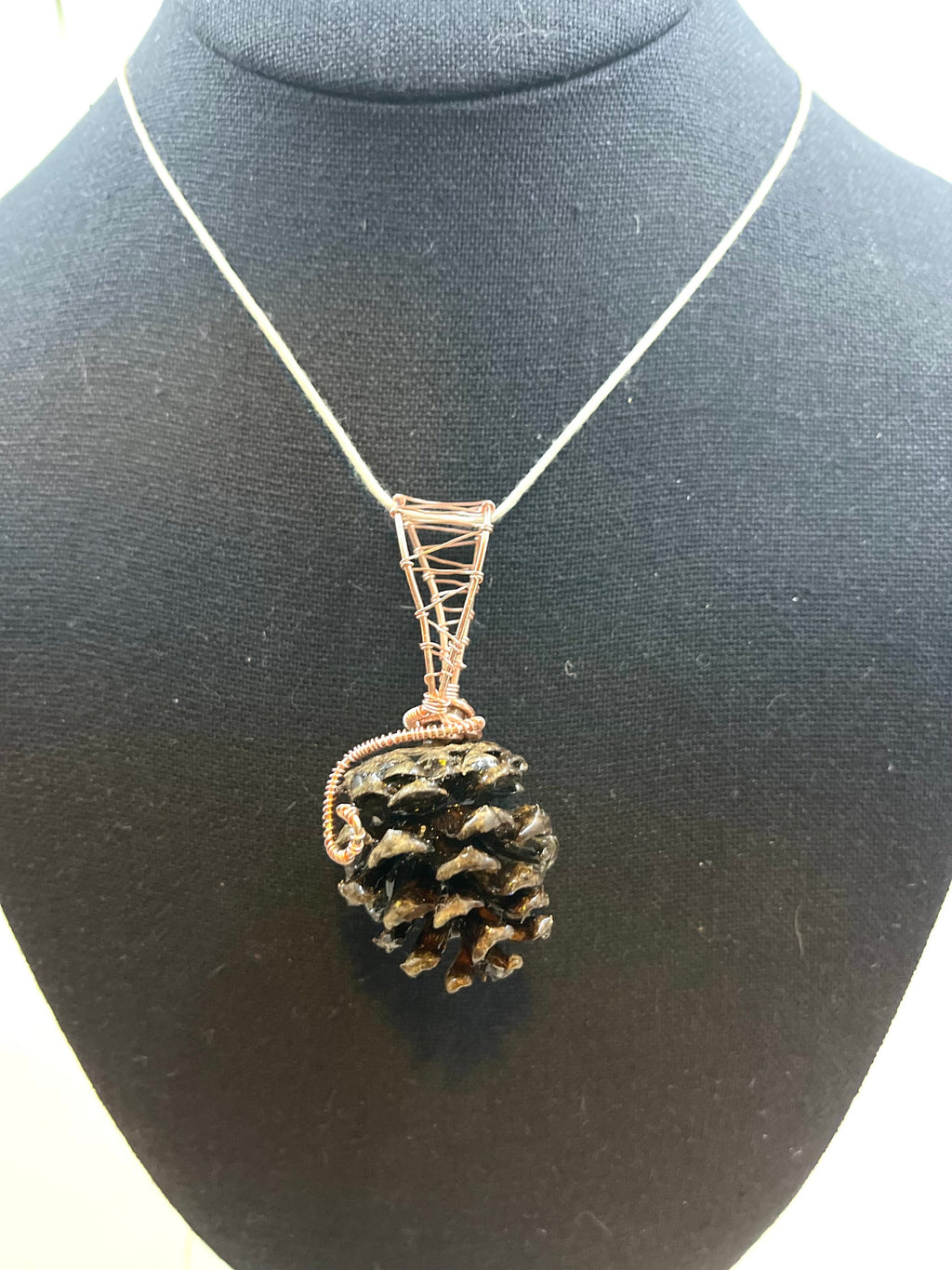 Wire Wrapped Pinecone Pendant, Resin Pinecone Necklace, Authentic Pinecone Jewelry, One of a kind Accessory, Fairy Core Jewelry