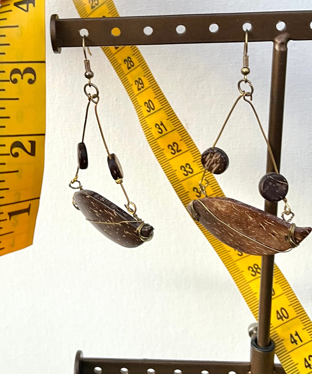 Wooden Dangle Earrings | Wire Wrapped Drops