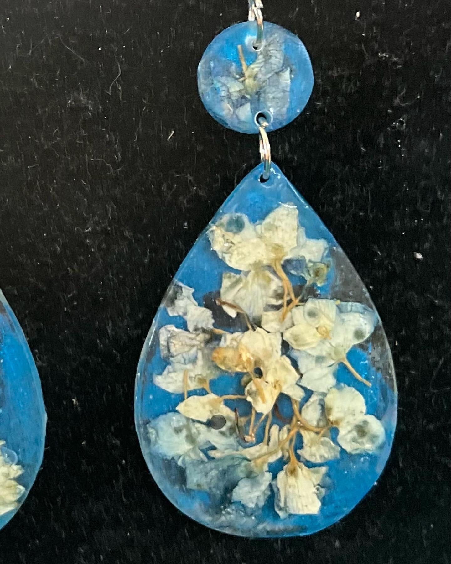 Blue Hydrangea Dangle Earrings - Exquisite Pressed Flower Jewelry, Real Flower in Resin Earrings Bridesmaid Gift, Botanical Earrings