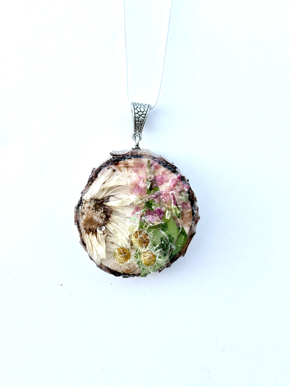 Wildflower Window Botanical Necklace | Real Flowers and Wood Slice in Resin