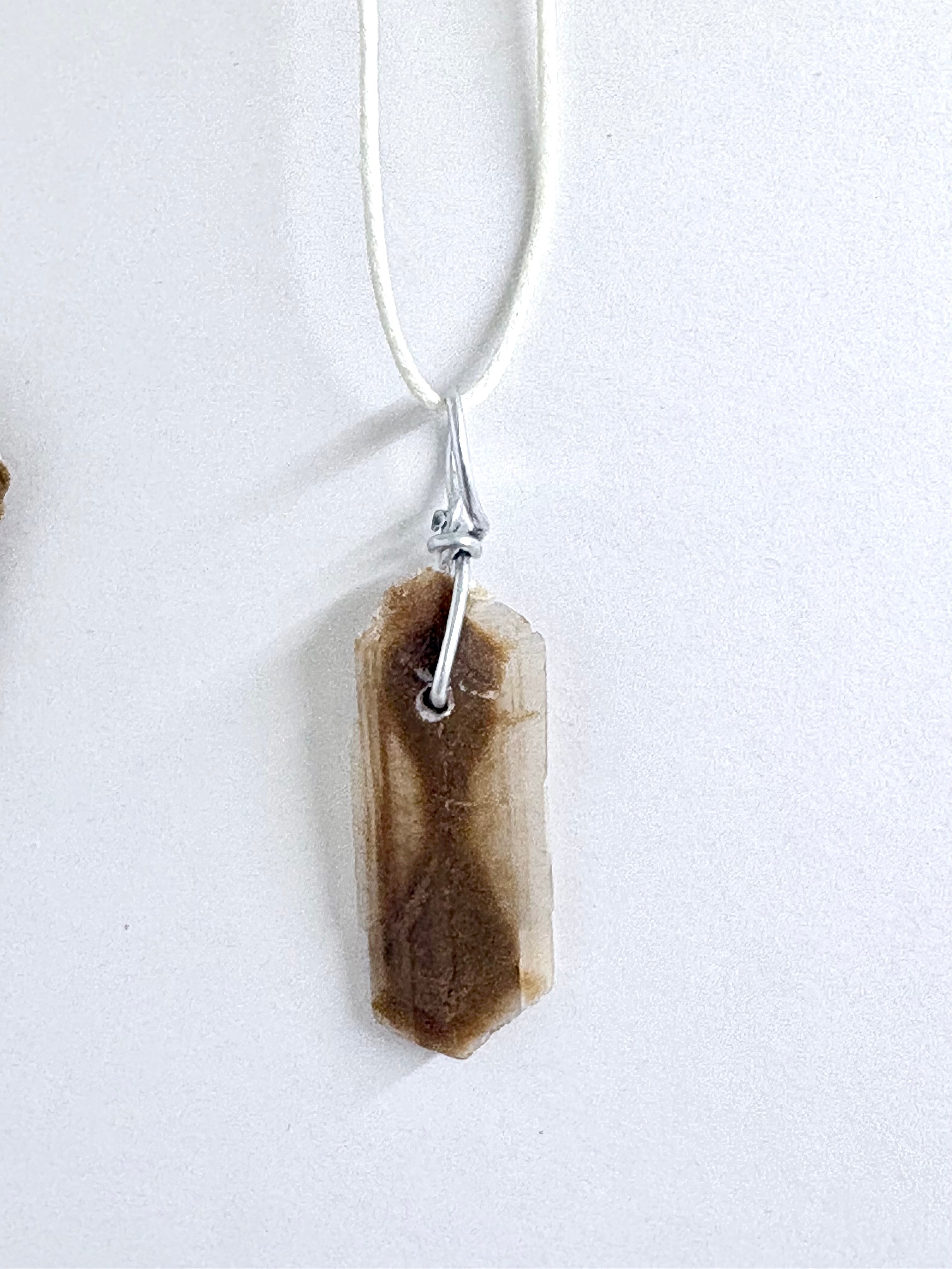 Hourglass Selenite | Wire Wrapped Crystal Necklace | Raw Natural Stone