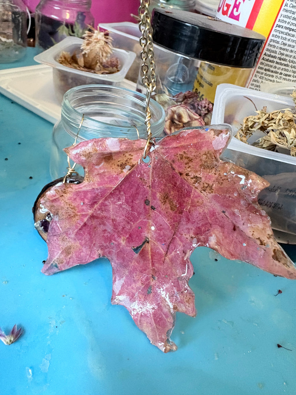 Maple Leaf Necklace | Blushing Maple Pendant in Resin