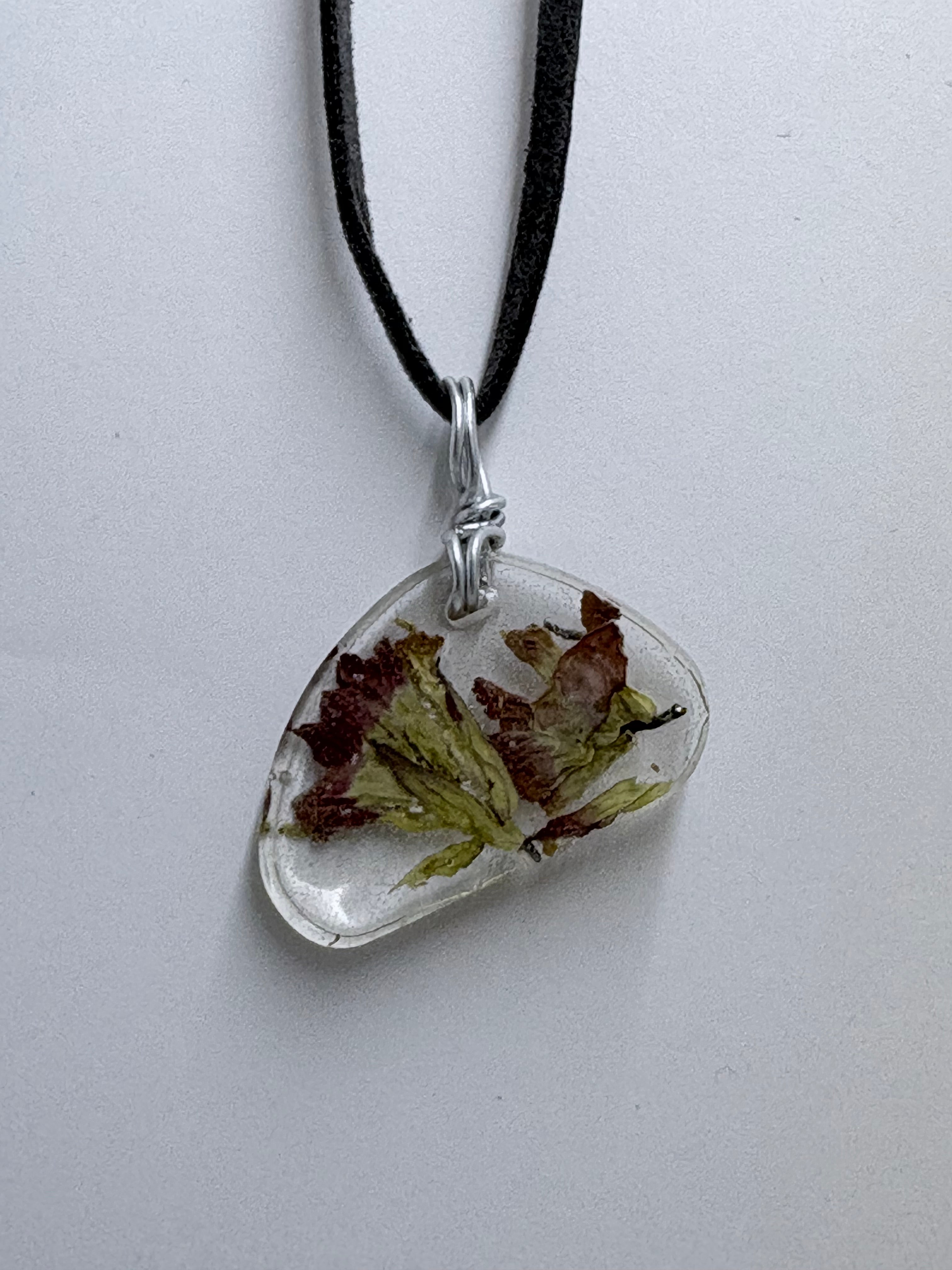 Indian Paintbrush Resin Necklace | Organic Shape Pendant | Nature Jewelry