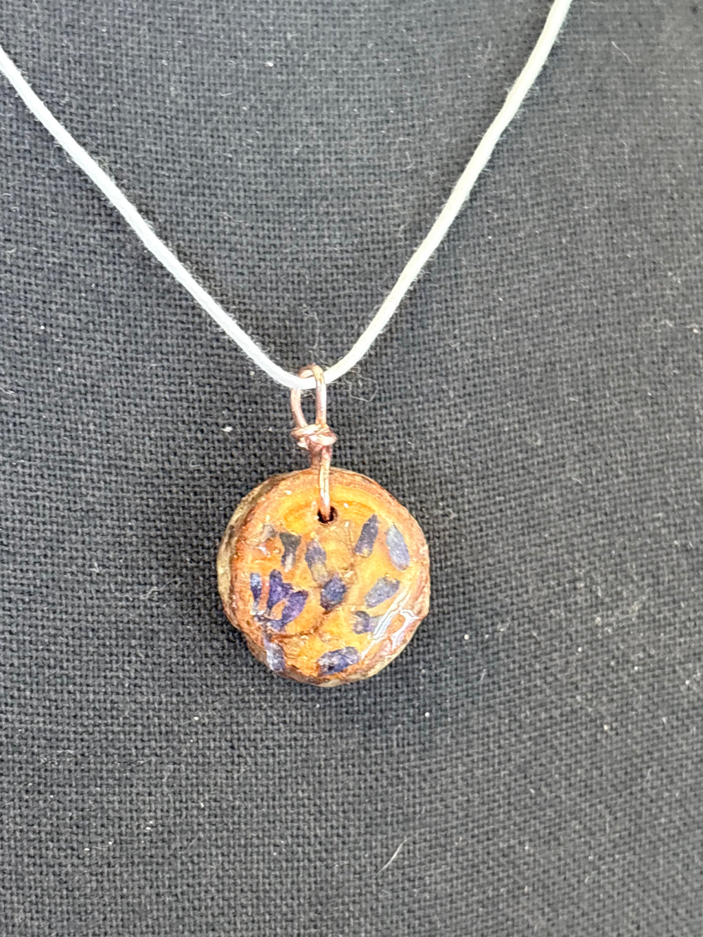 Wildflower Wood Slice Necklace | Wildflower Sunset Botanical Wood in Resin Pendant