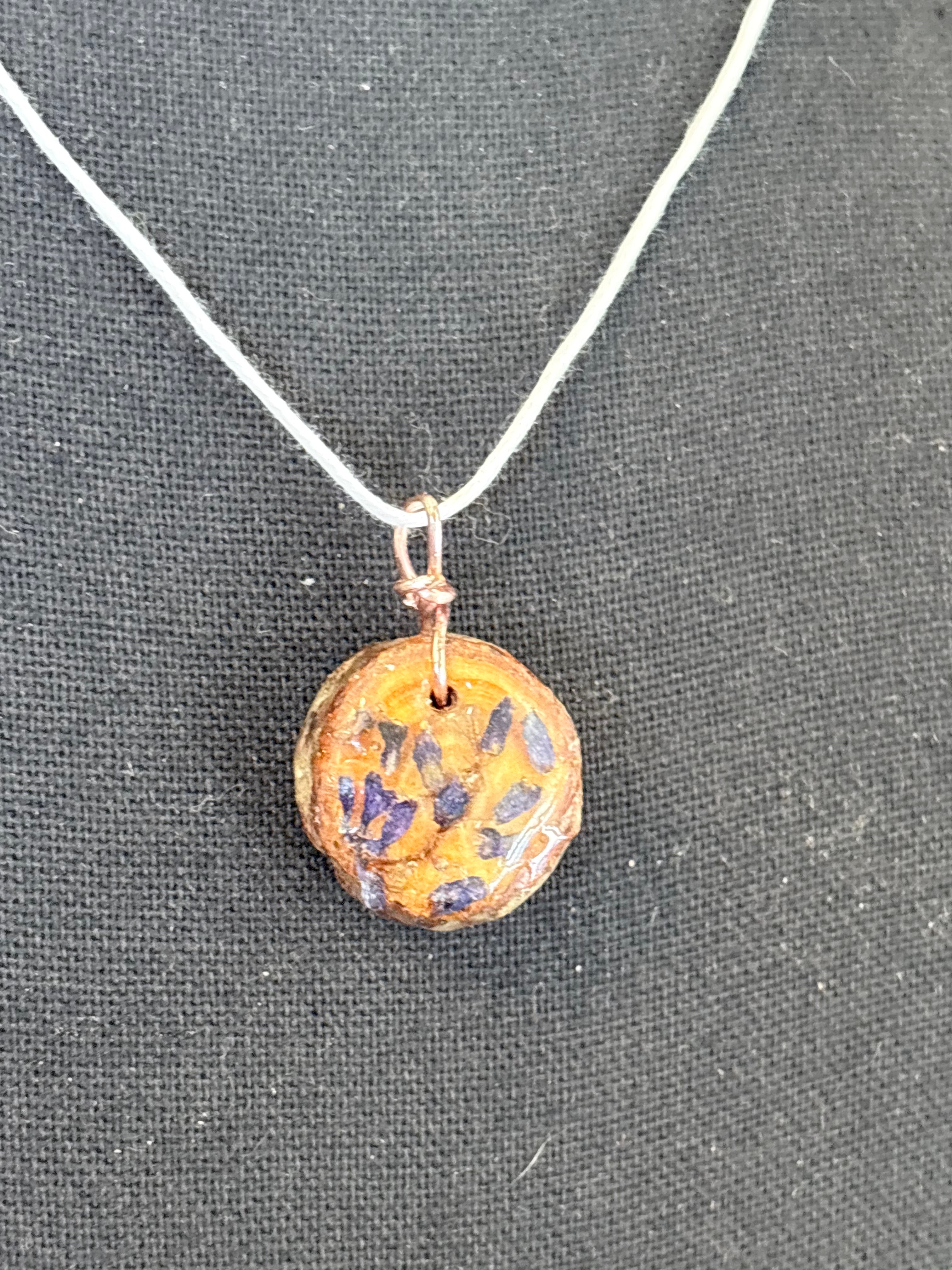 Wildflower Wood Slice Necklace | Wildflower Sunset Botanical Wood in Resin Pendant