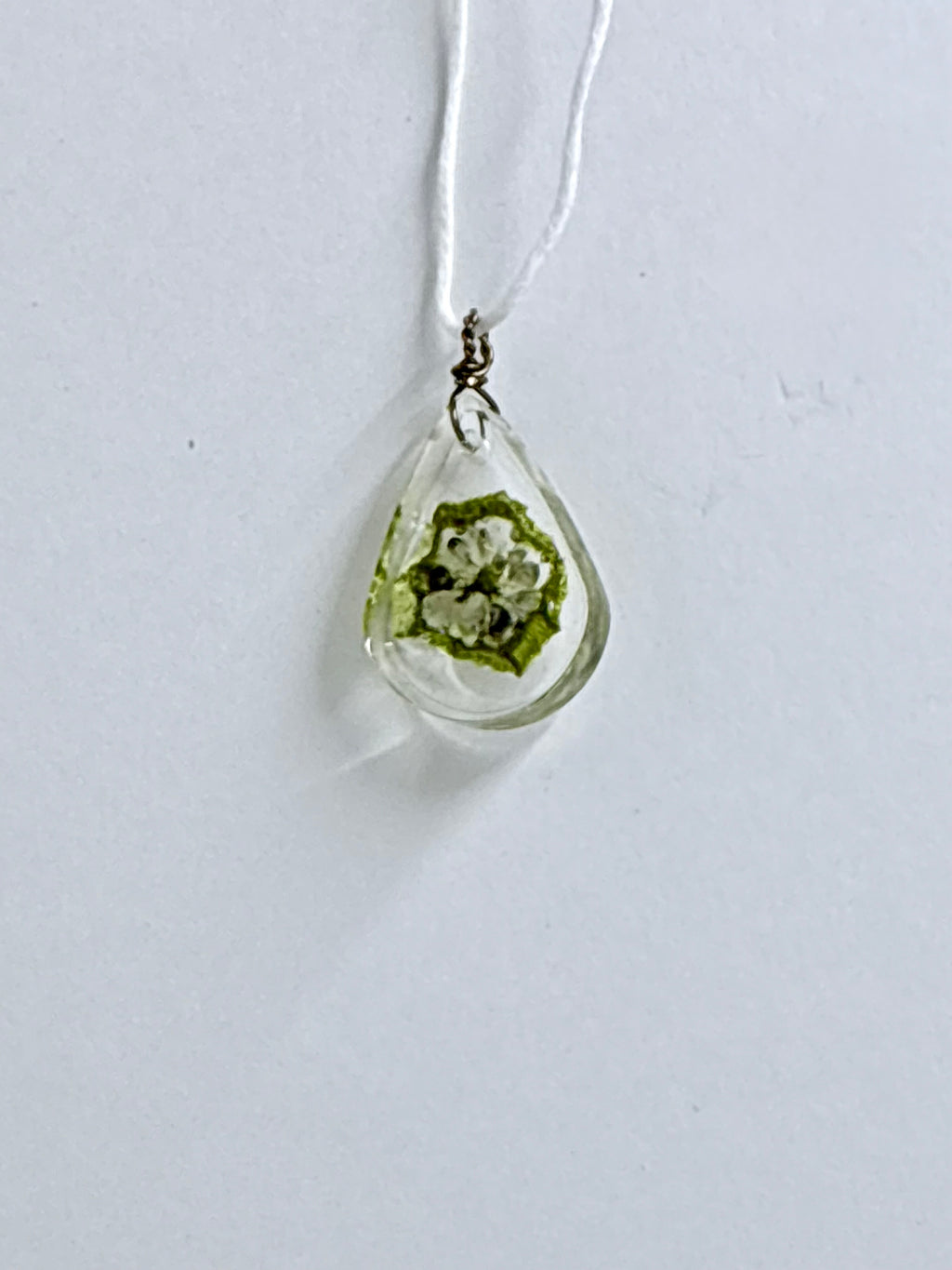 Okra Resin Necklace | Botanical Teardrop Pendant | Garden Inspired Jewelry