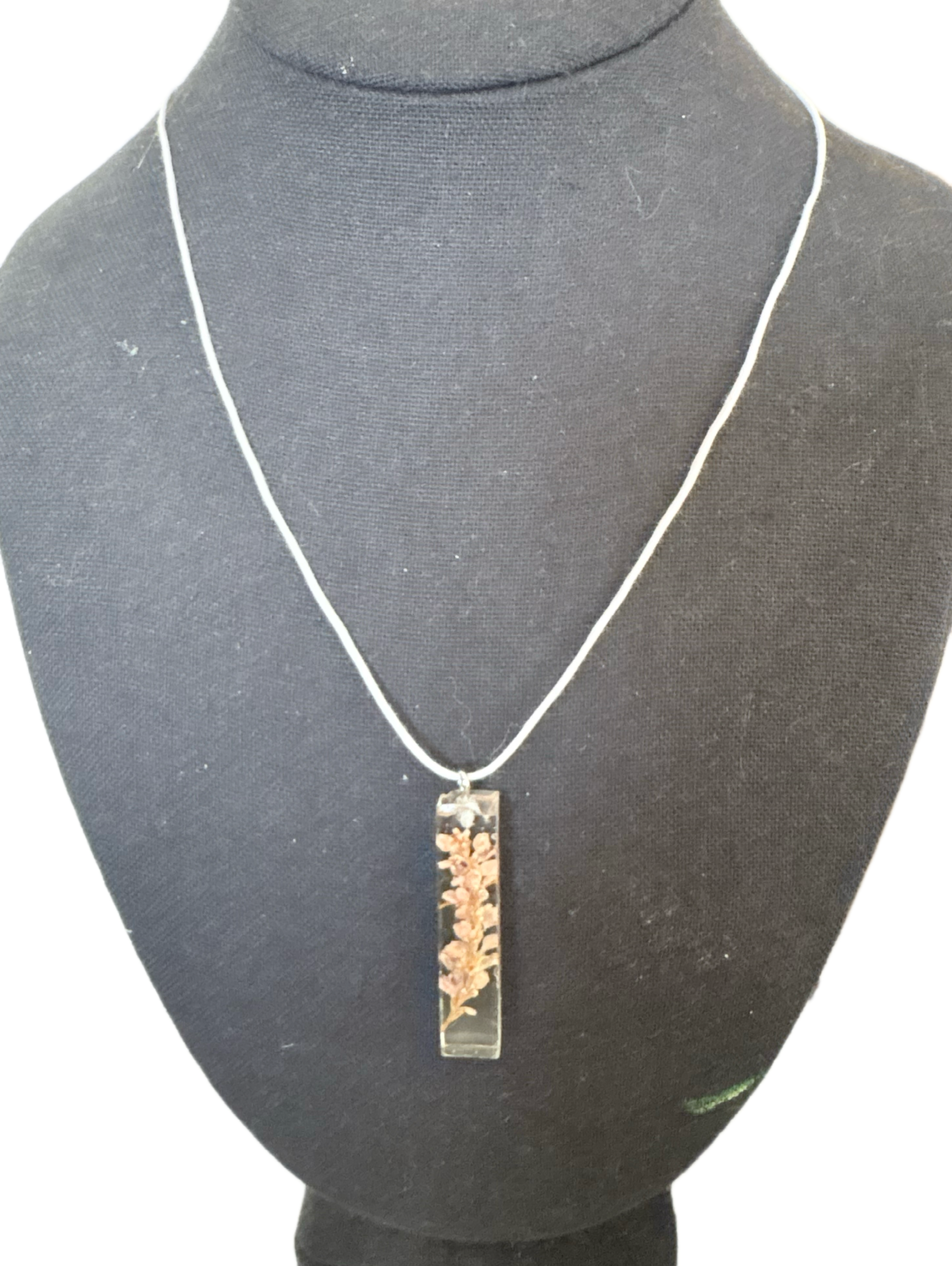 Light Pink Flowers in Rectangle Pendant | Real Flowers in Resin