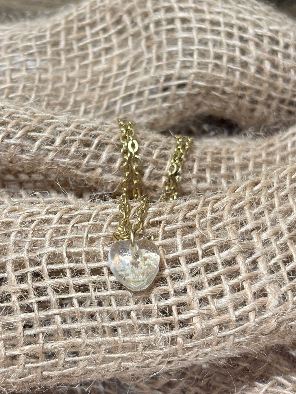 Queen Anne's Lace Heart Necklace | Tiny Botanical Pendant | Nature Jewelry Gift