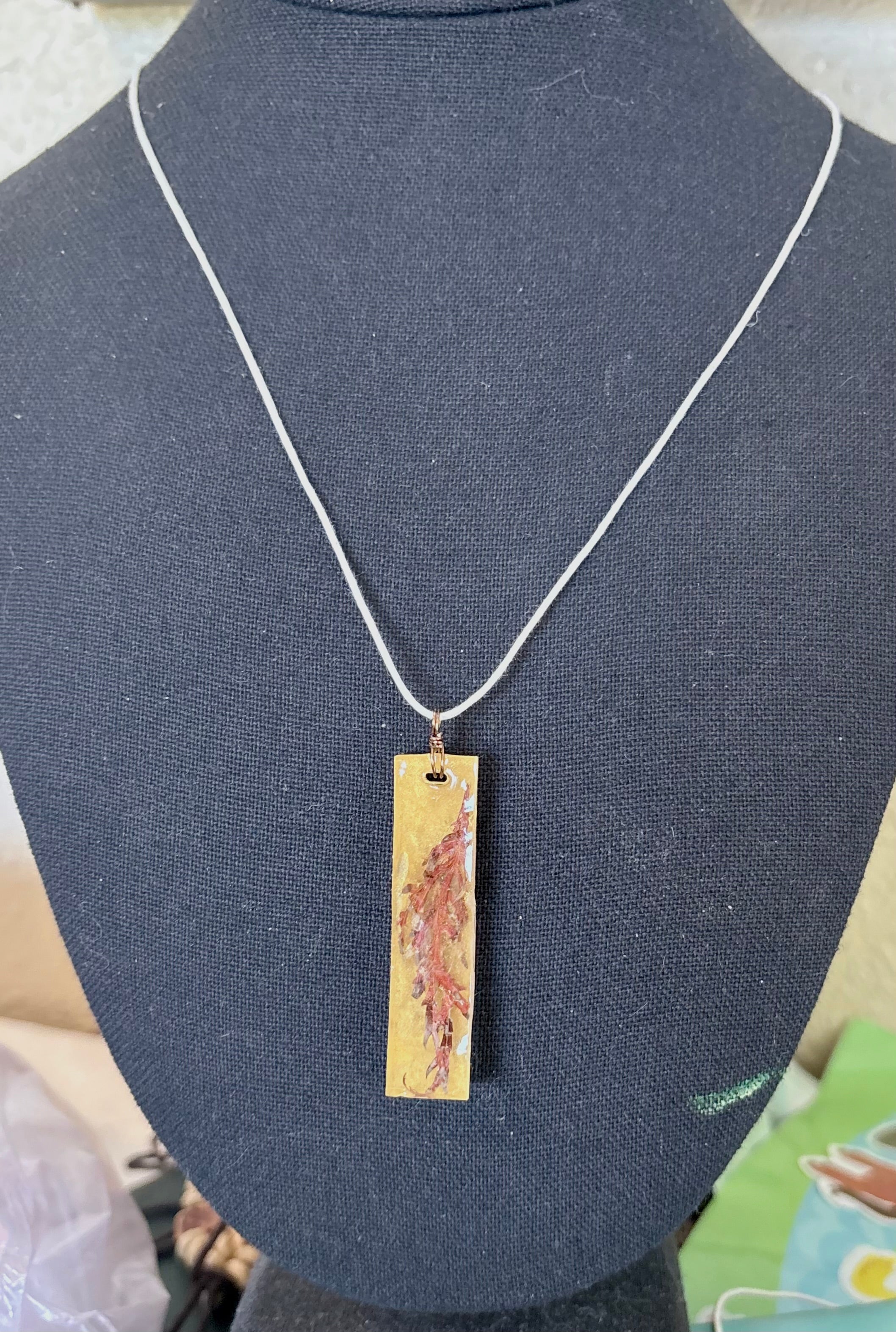 Maple Leaf Bar Necklace | Japanese Maple Leaf in Resin Pendant