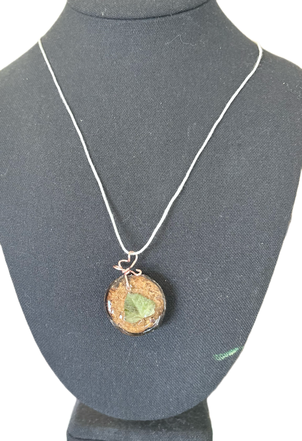 Ivy on Wood Slice Necklace | Meadow Botanical Wood in Resin Pendant