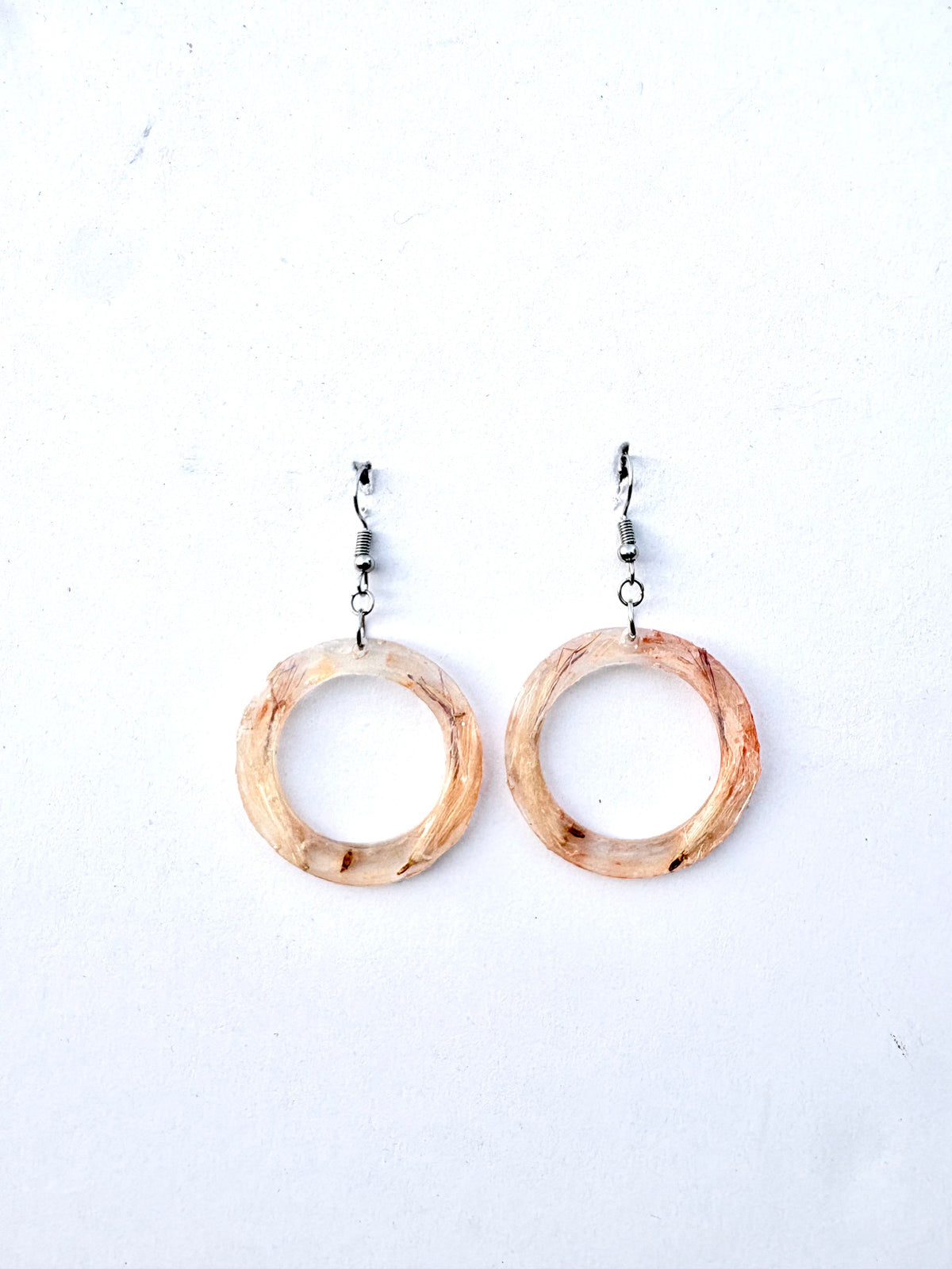 Peach & Purple Thistle Flower Hoop Earrings | Real Thistle Florets in Resin